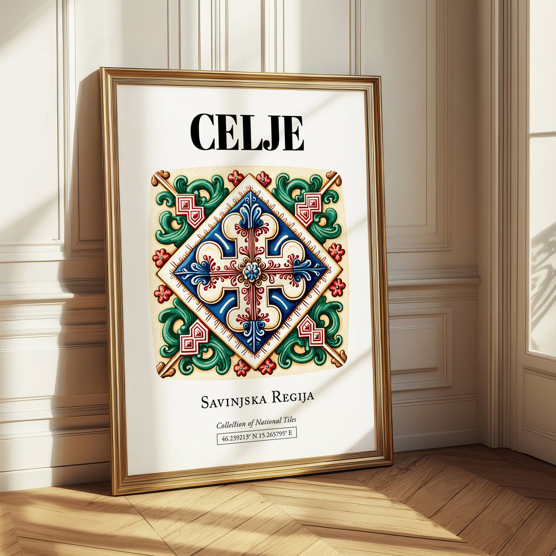 Celje, Slovenia – Minimalist Travel Print, styled in a charming Paris street view