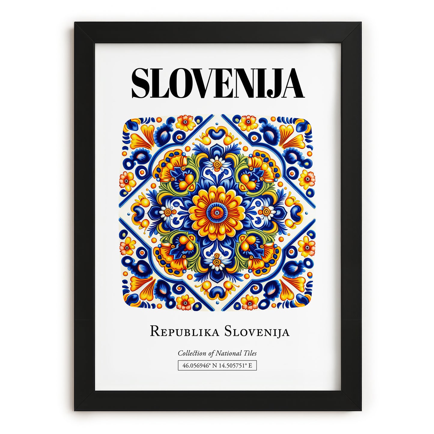 Slovenija, Slovenia – Travel Wall Art, in sleek black frame