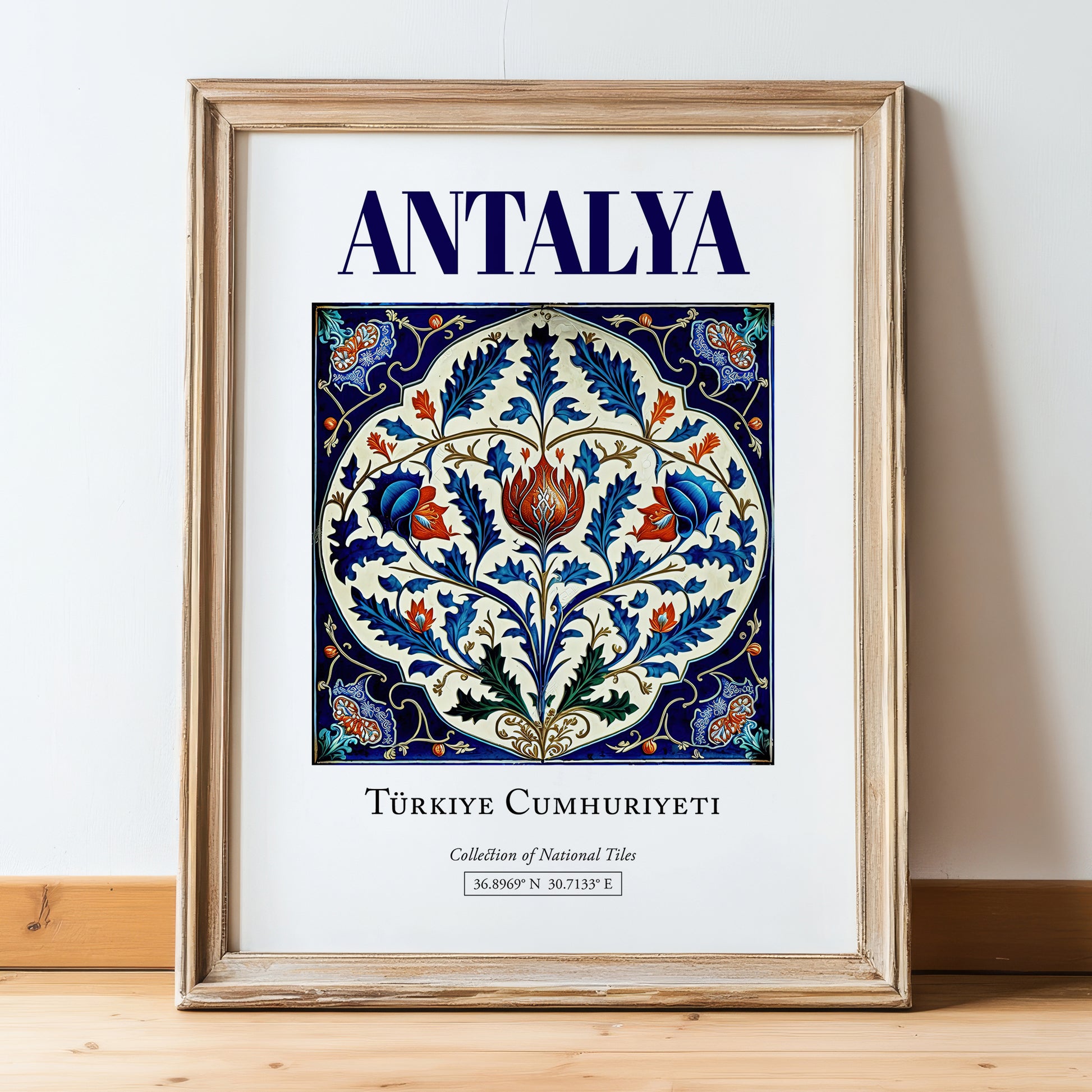 Antalya, Turkey – Global Cities Wall Print, in wooden frame leaning on the floor