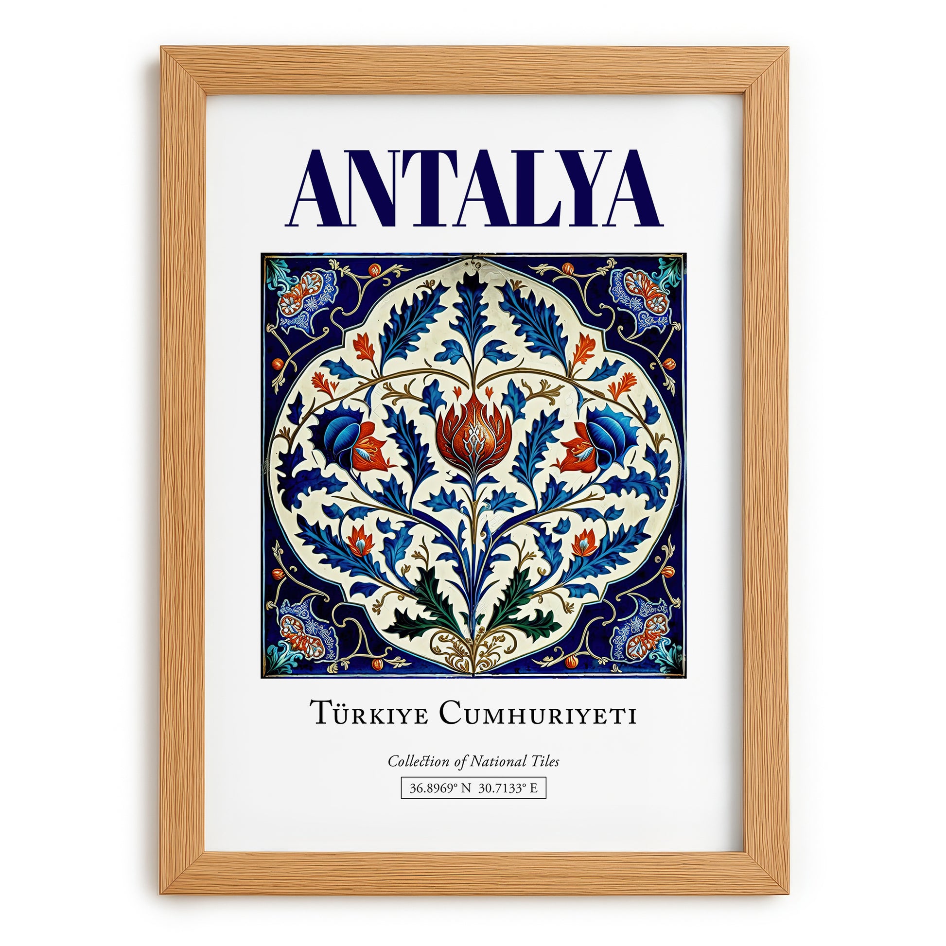 Antalya, Turkey – Global Cities Wall Print, set in oak frame