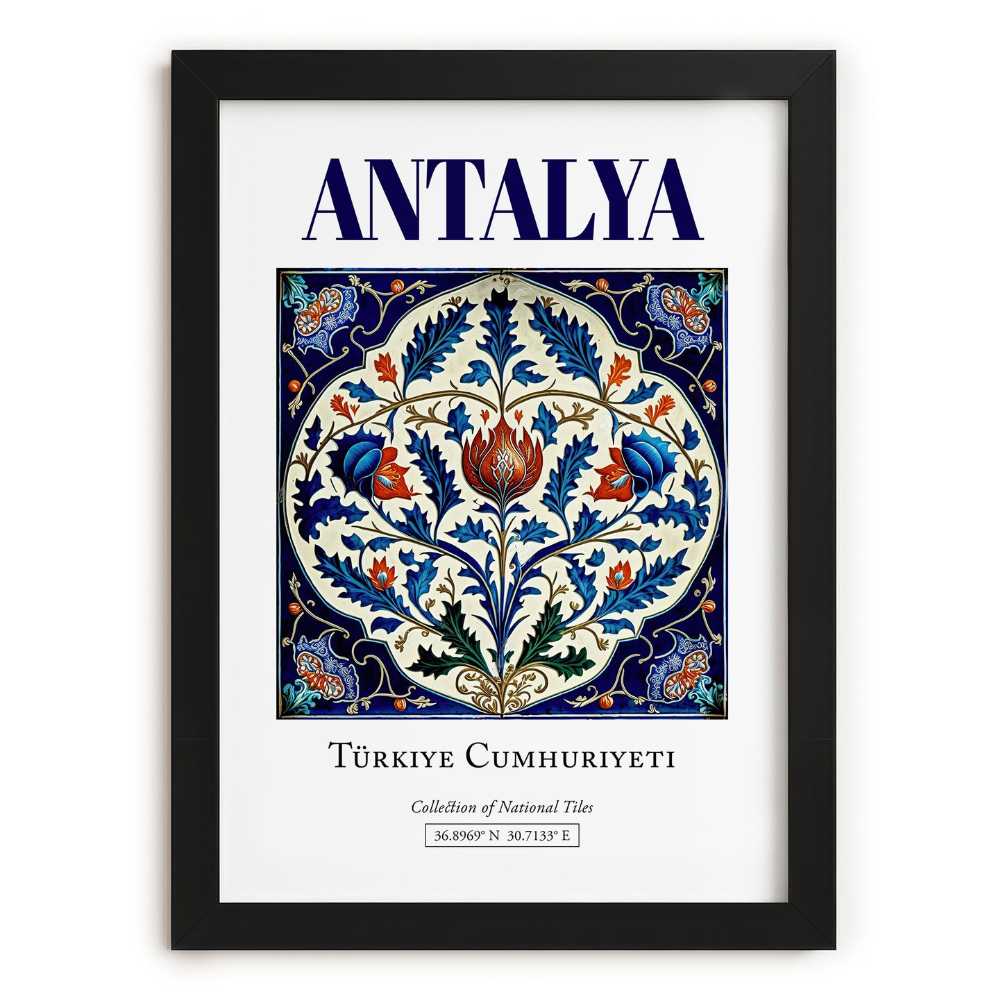 Antalya, Turkey – Global Cities Wall Print, in sleek black frame