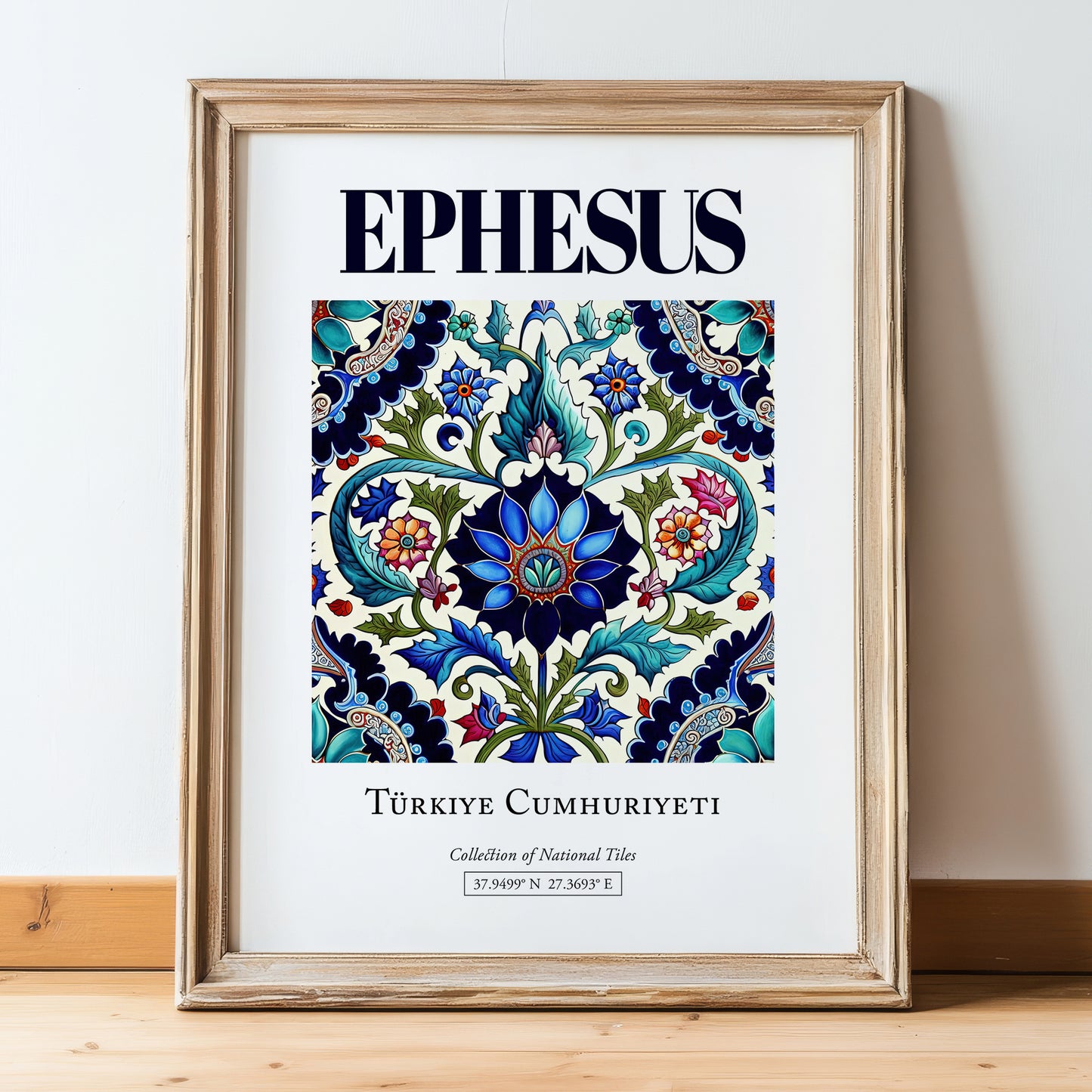 Ephesus, Turkey – Wanderlust-Inspired Poster, in wooden frame leaning on the floor