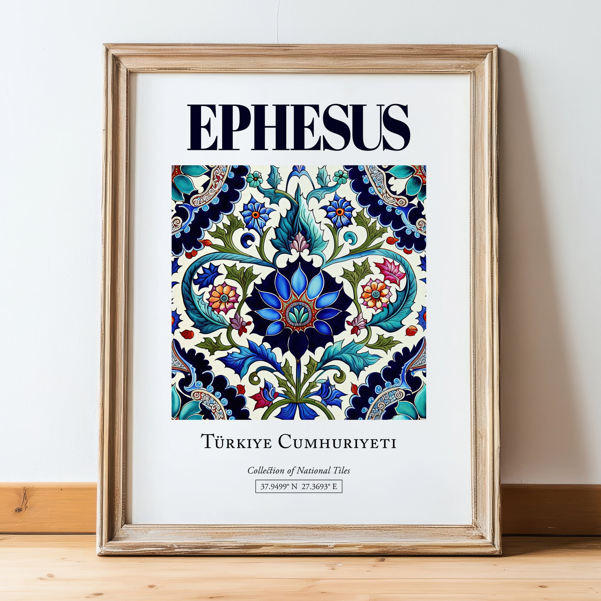 Ephesus, Turkey – Wanderlust-Inspired Poster, in wooden frame leaning on the floor