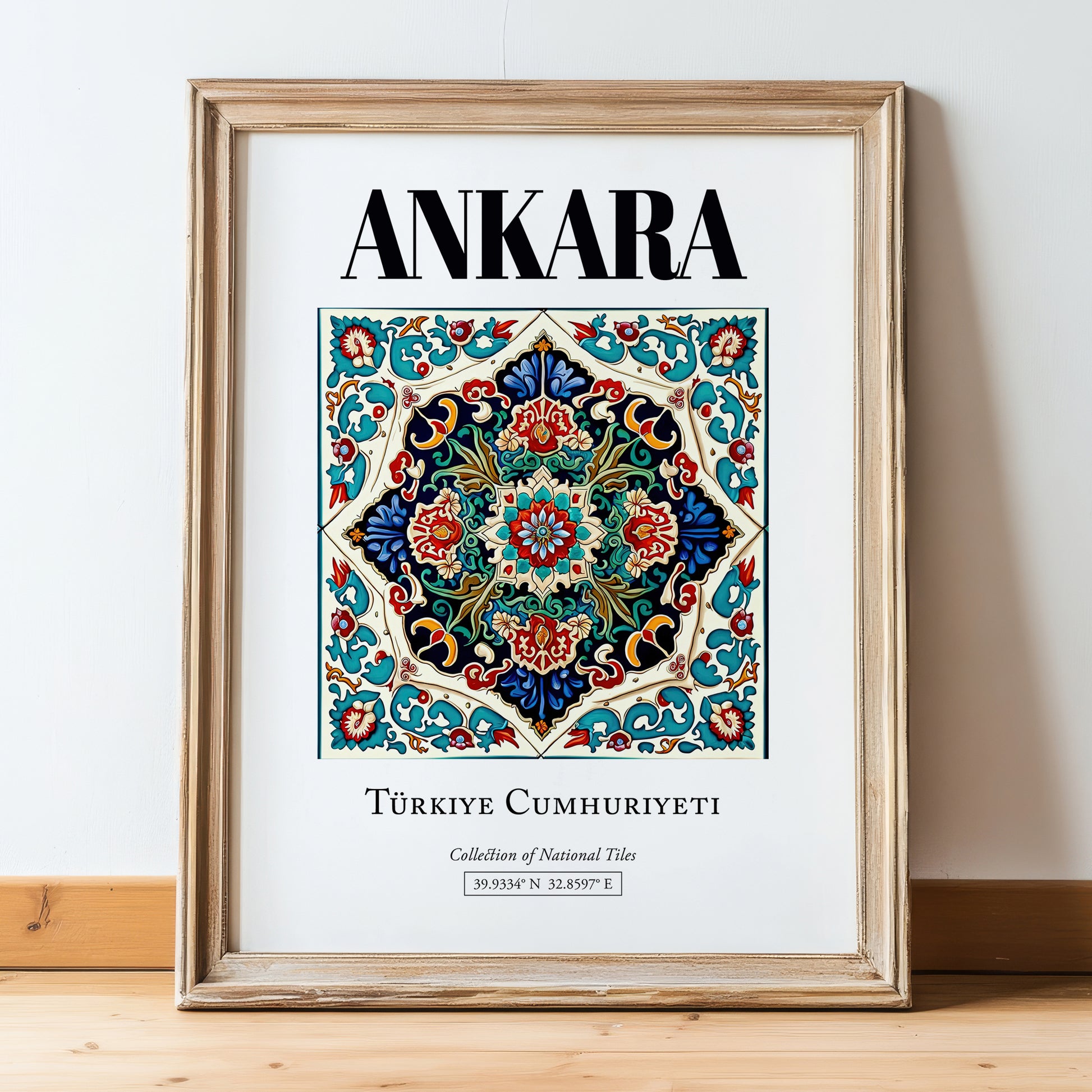 Ankara, Turkey – Travel Destination Art, in wooden frame leaning on the floor