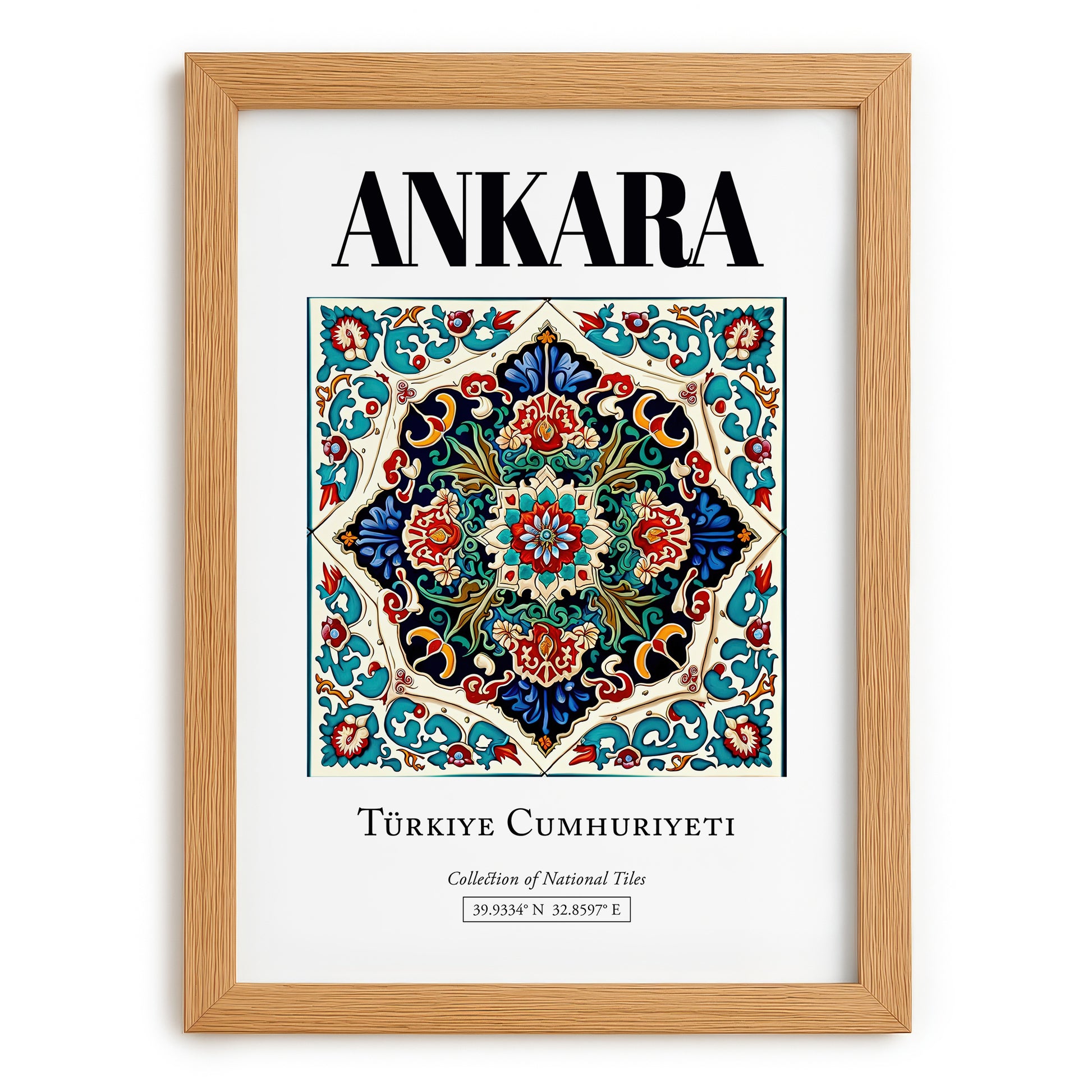 Ankara, Turkey – Travel Destination Art, set in oak frame