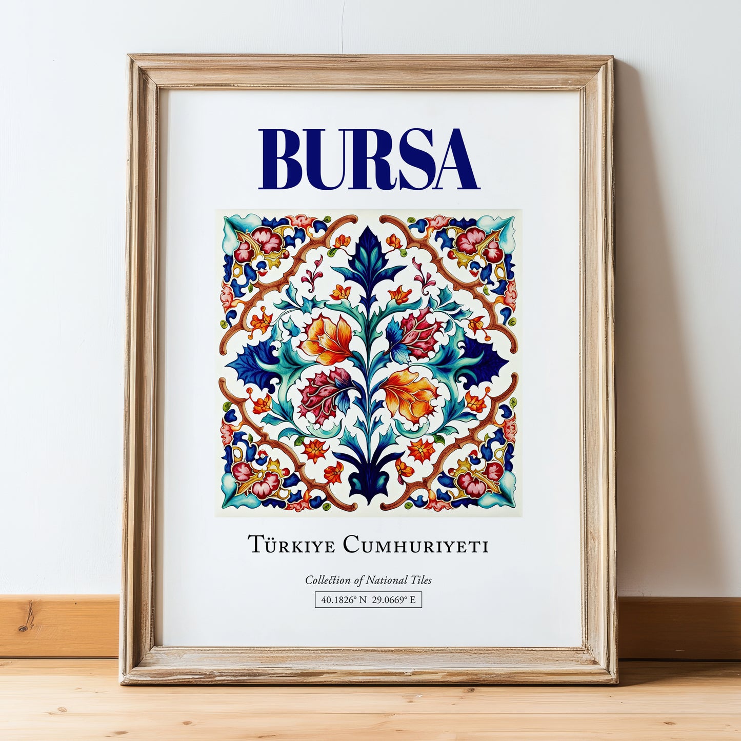 Bursa, Turkey – Dream Destination Decor, in wooden frame leaning on the floor