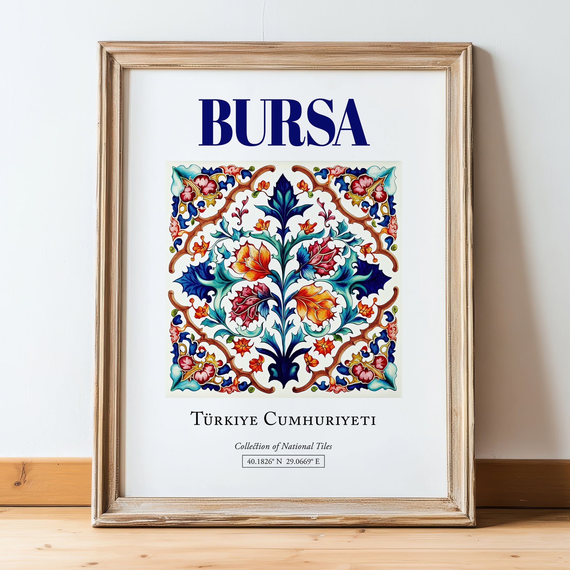 Bursa, Turkey – Dream Destination Decor, in wooden frame leaning on the floor