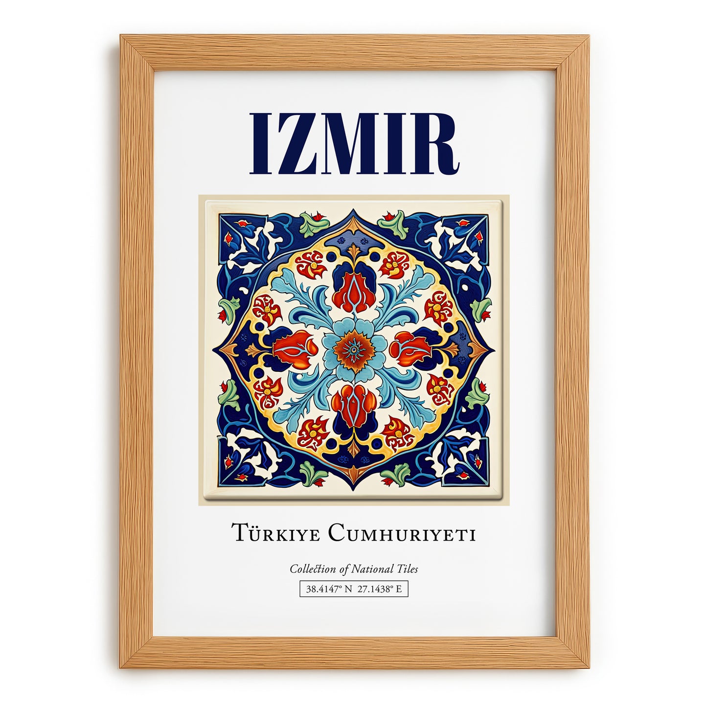 Izmir, Turkey – Tourist Destination Poster, set in oak frame