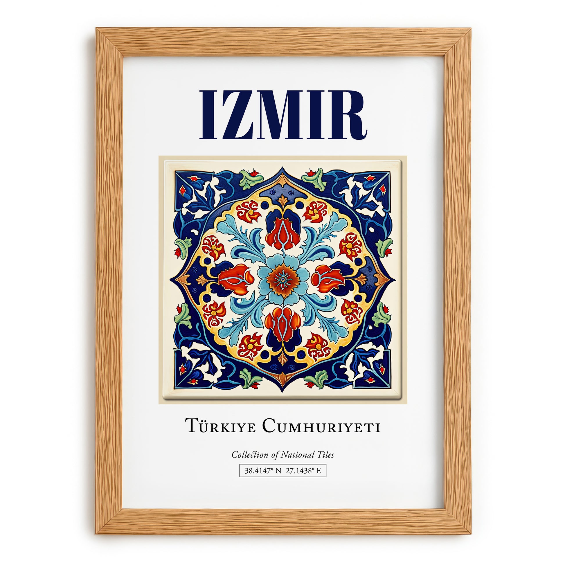 Izmir, Turkey – Tourist Destination Poster, set in oak frame