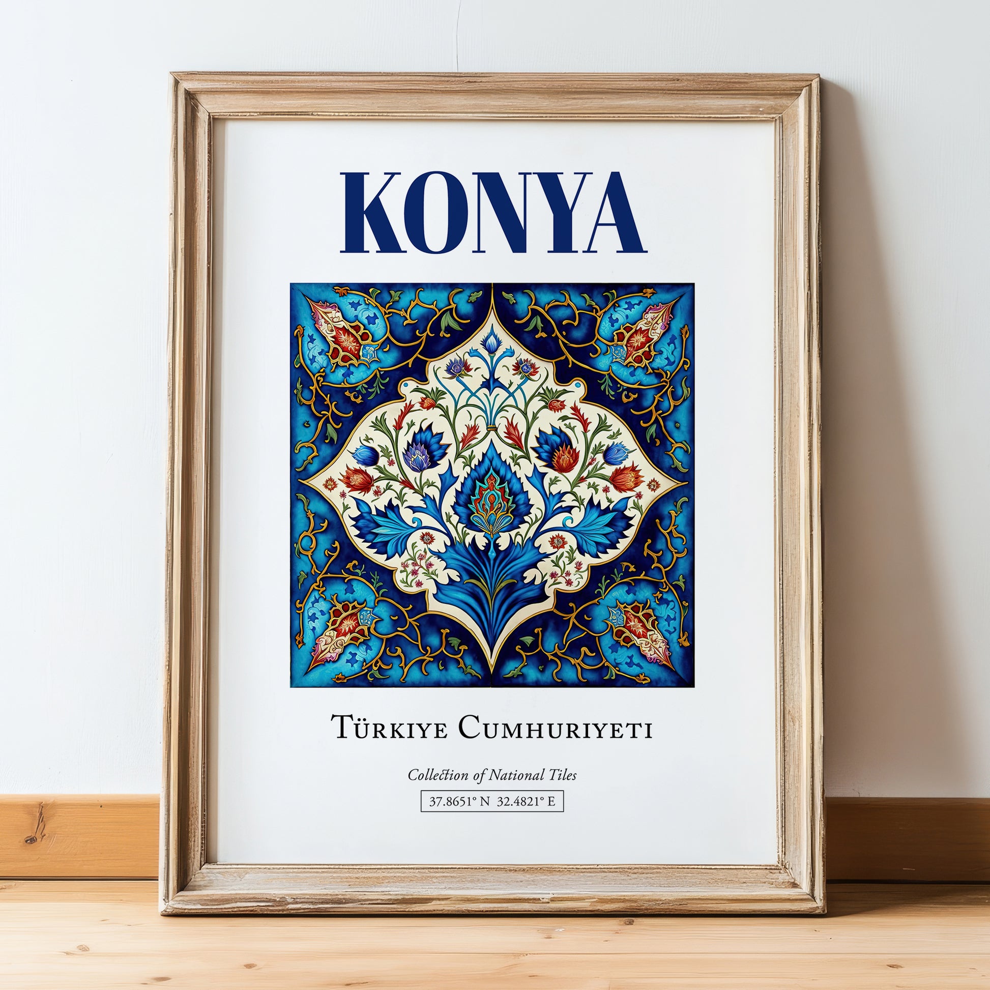 Konya, Turkey – Travel Wall Art, in wooden frame leaning on the floor