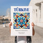 Türkiye, Turkey – Architectural Travel Art, no-text version framed in wood