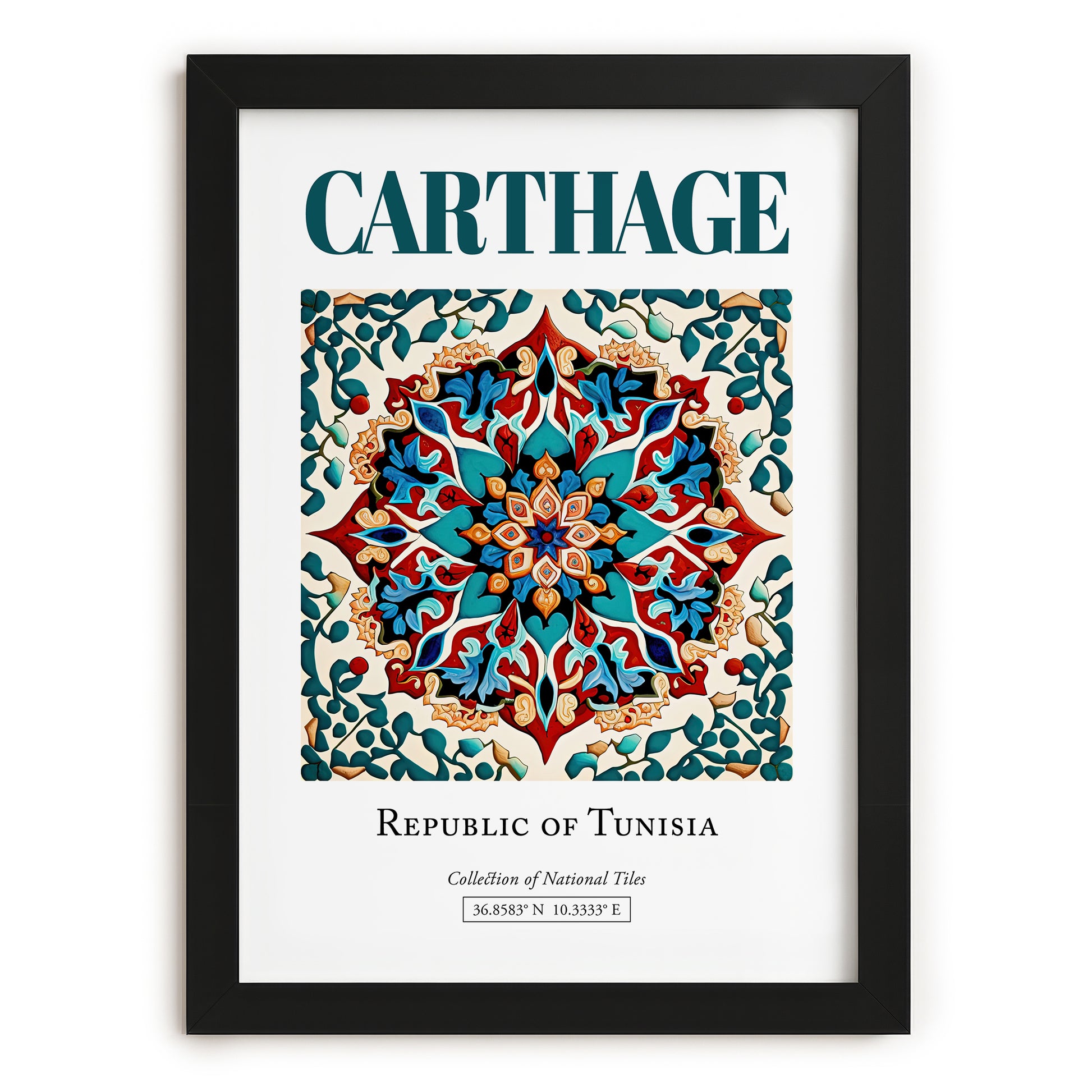 Carthage, Tunisia – Global Cities Wall Print, in sleek black frame