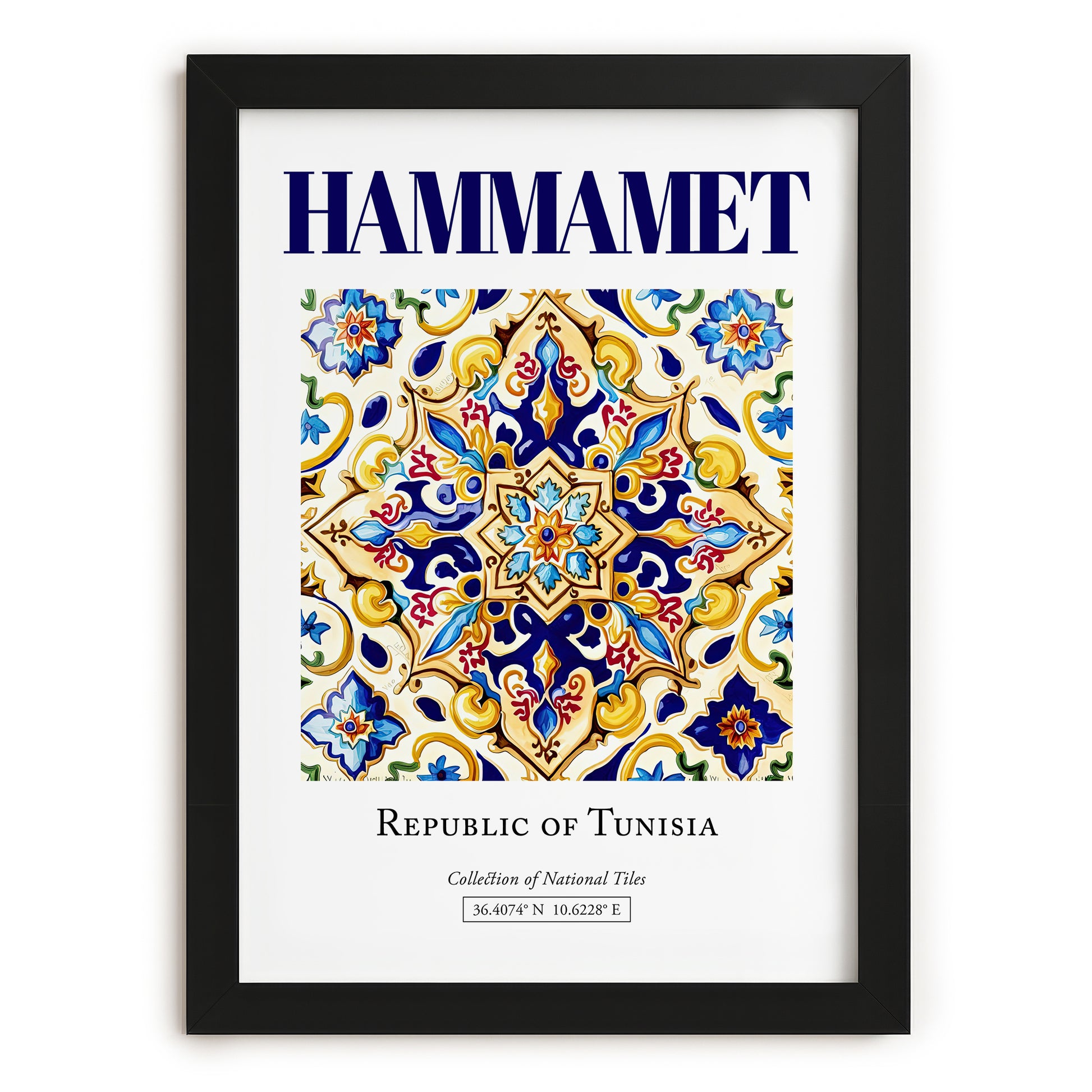 Hammamet, Tunisia – Travel Print, in sleek black frame