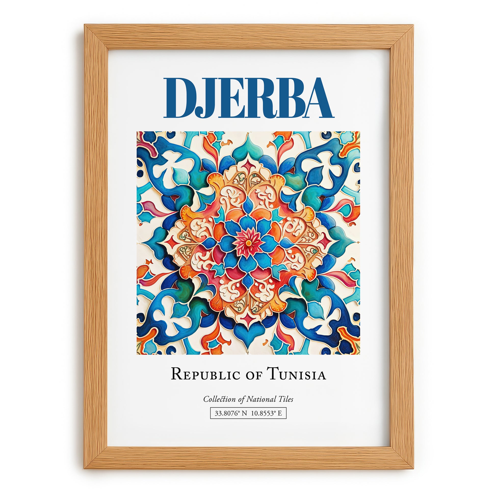 Djerba, Tunisia – Travel Print, set in oak frame