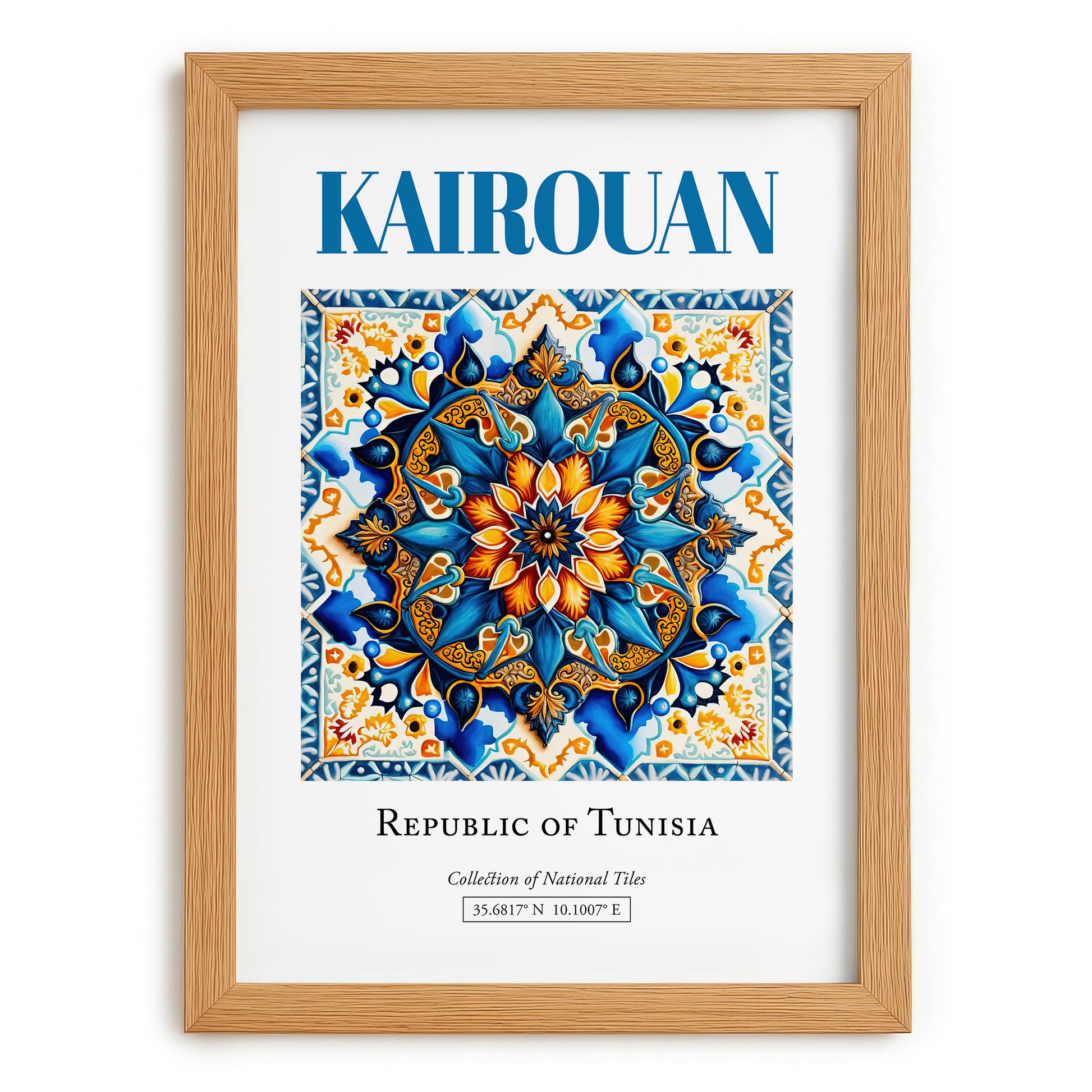 Kairouan, Tunisia – Travel Print, set in oak frame