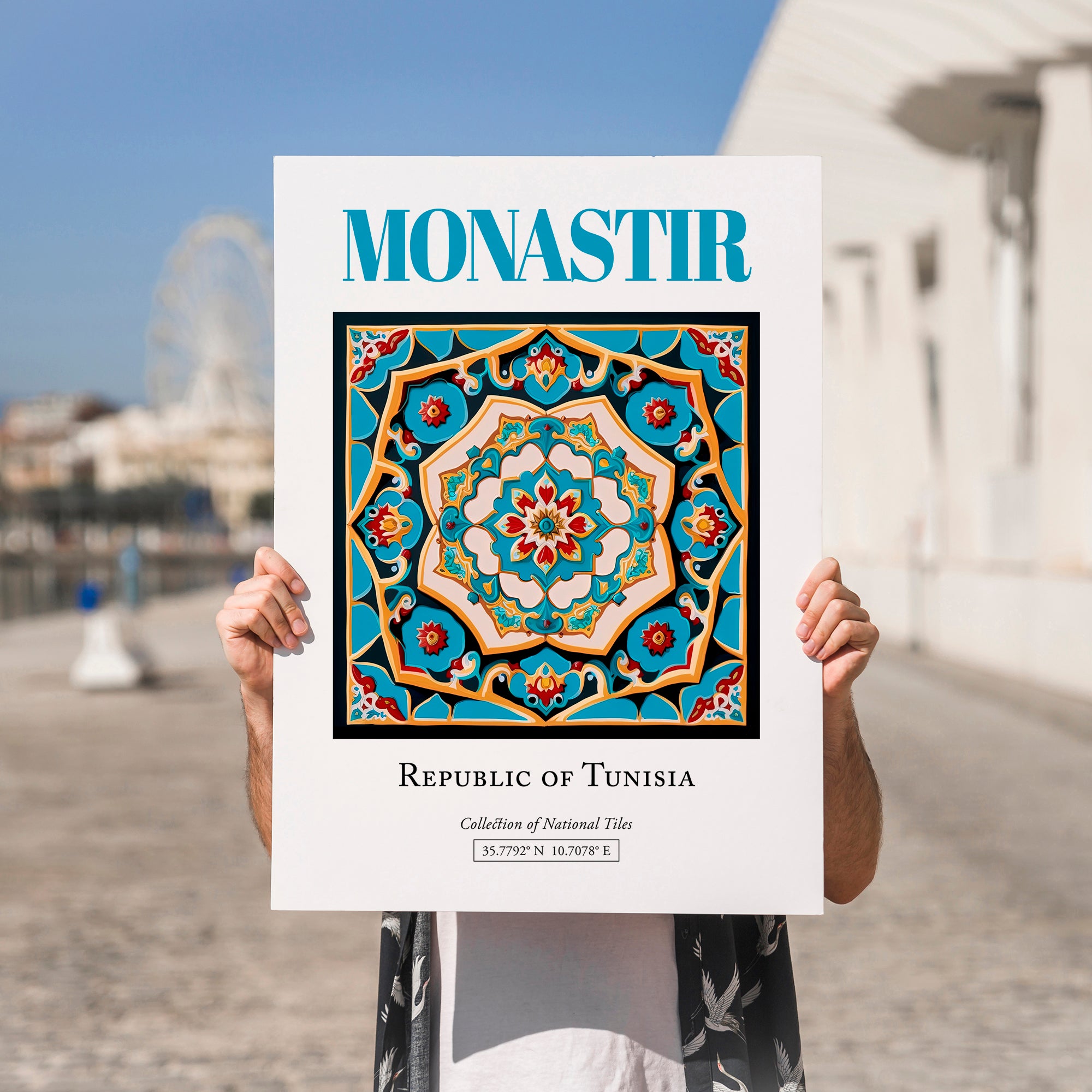 Monastir, Tunisia – Global Wall Art, no-text version framed in wood