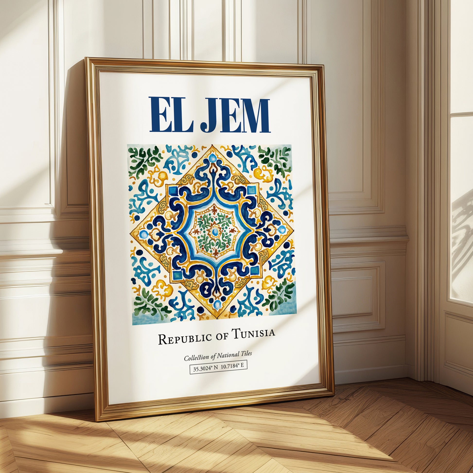 El Jem, Tunisia – Travel Poster, styled in a charming Paris street view