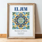 El Jem, Tunisia – Travel Poster, in wooden frame leaning on the floor