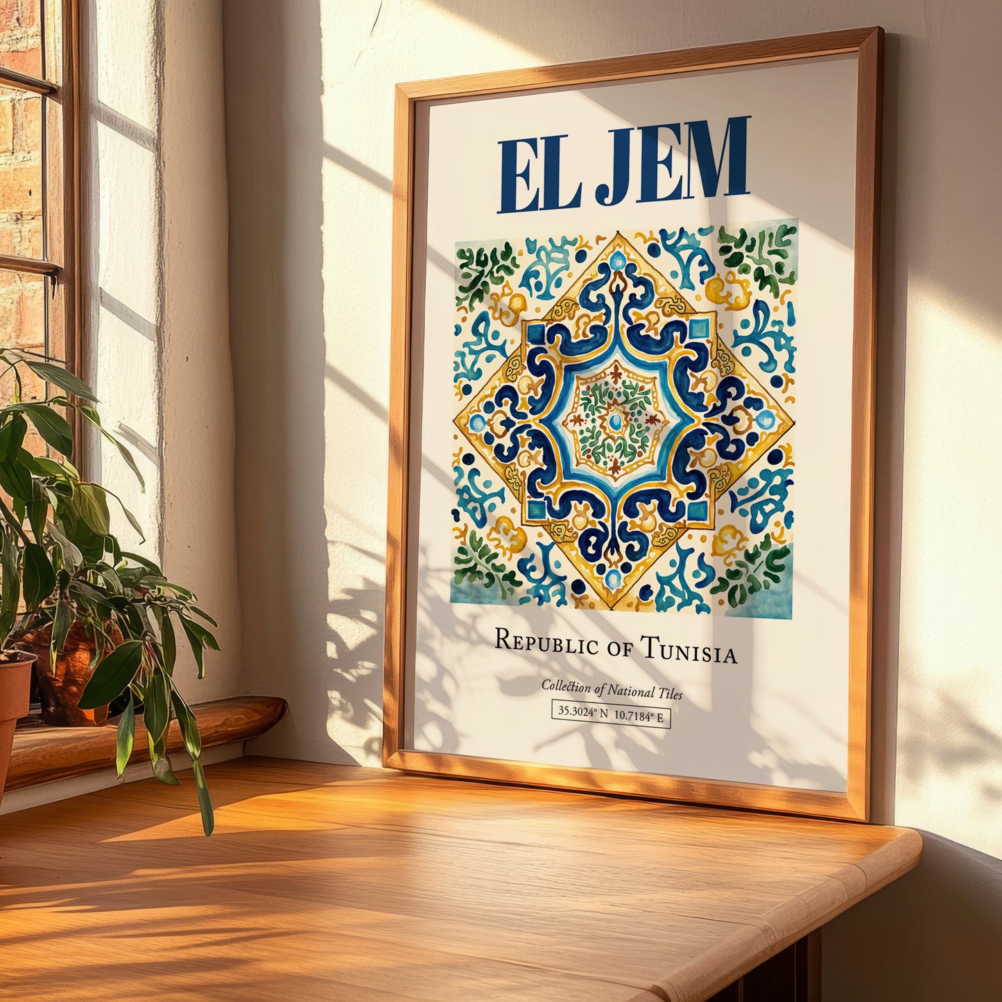 El Jem, Tunisia – Travel Poster, clean layout with no caption