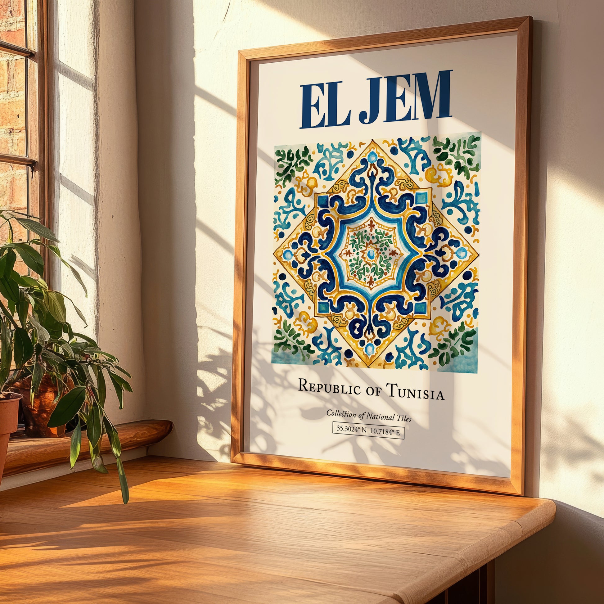 El Jem, Tunisia – Travel Poster, clean layout with no caption