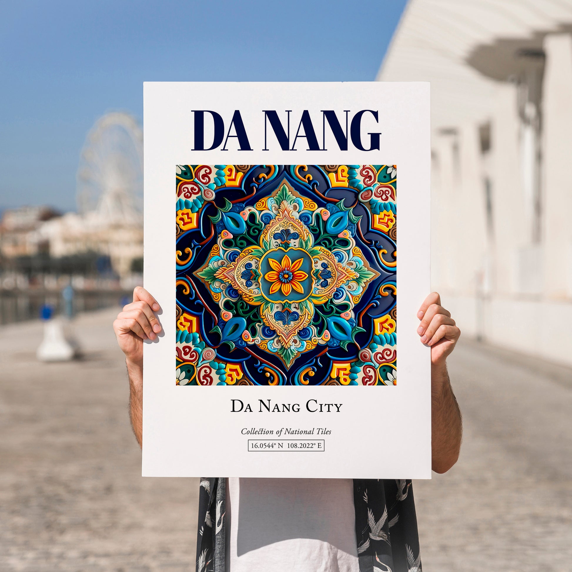Da Nang, Vietnam – Travel Print, no-text version framed in wood