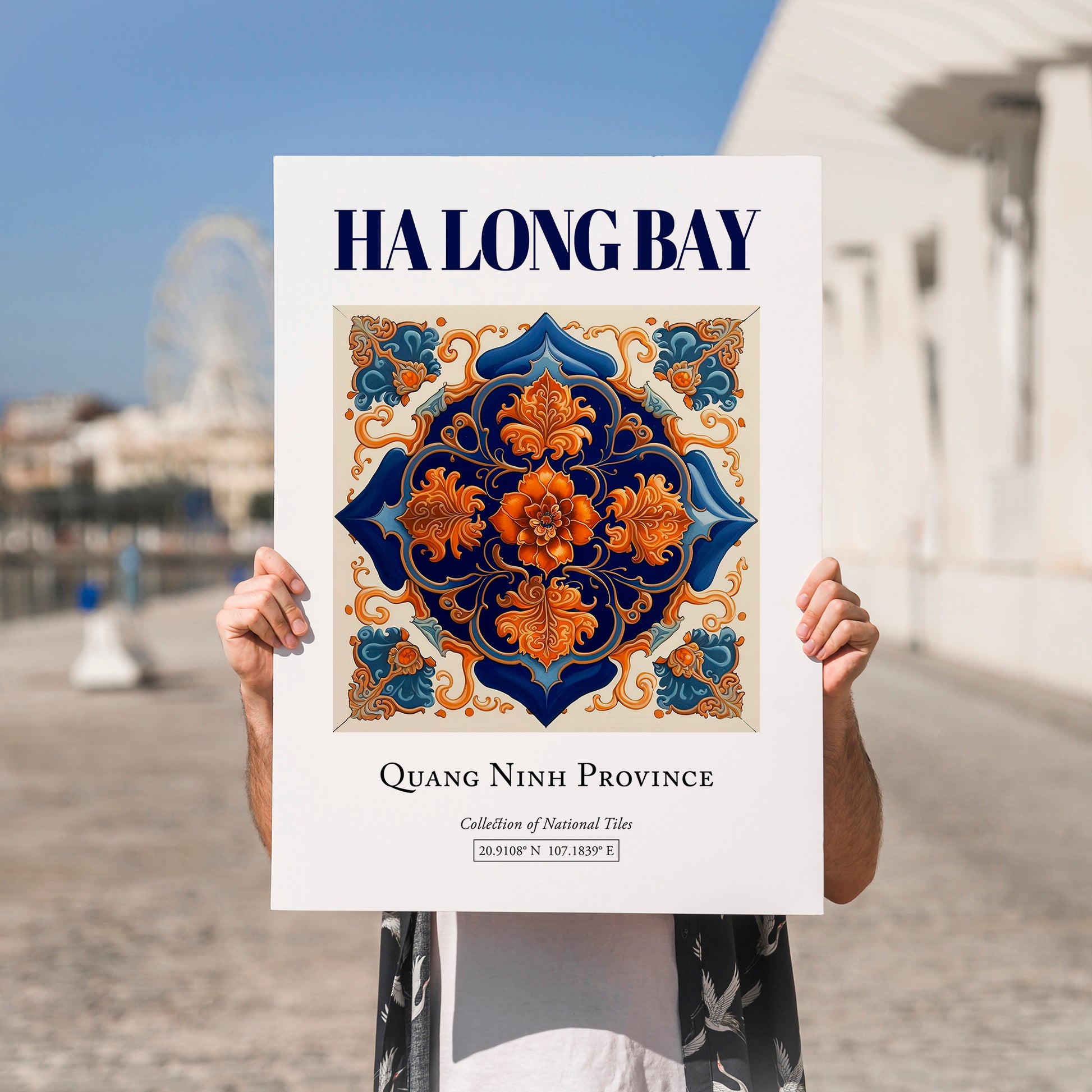 Ha Long Bay, Vietnam – Travel Poster, no-text version framed in wood