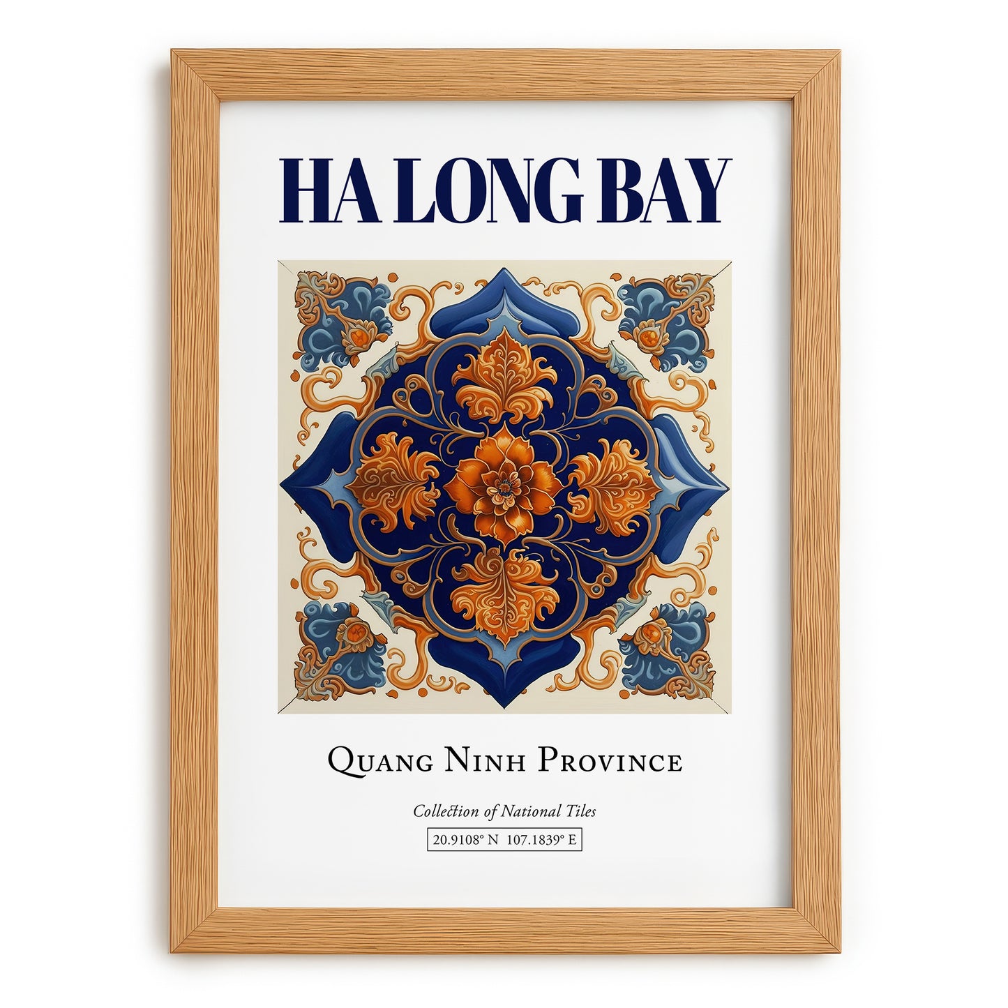 Ha Long Bay, Vietnam – Travel Poster, set in oak frame