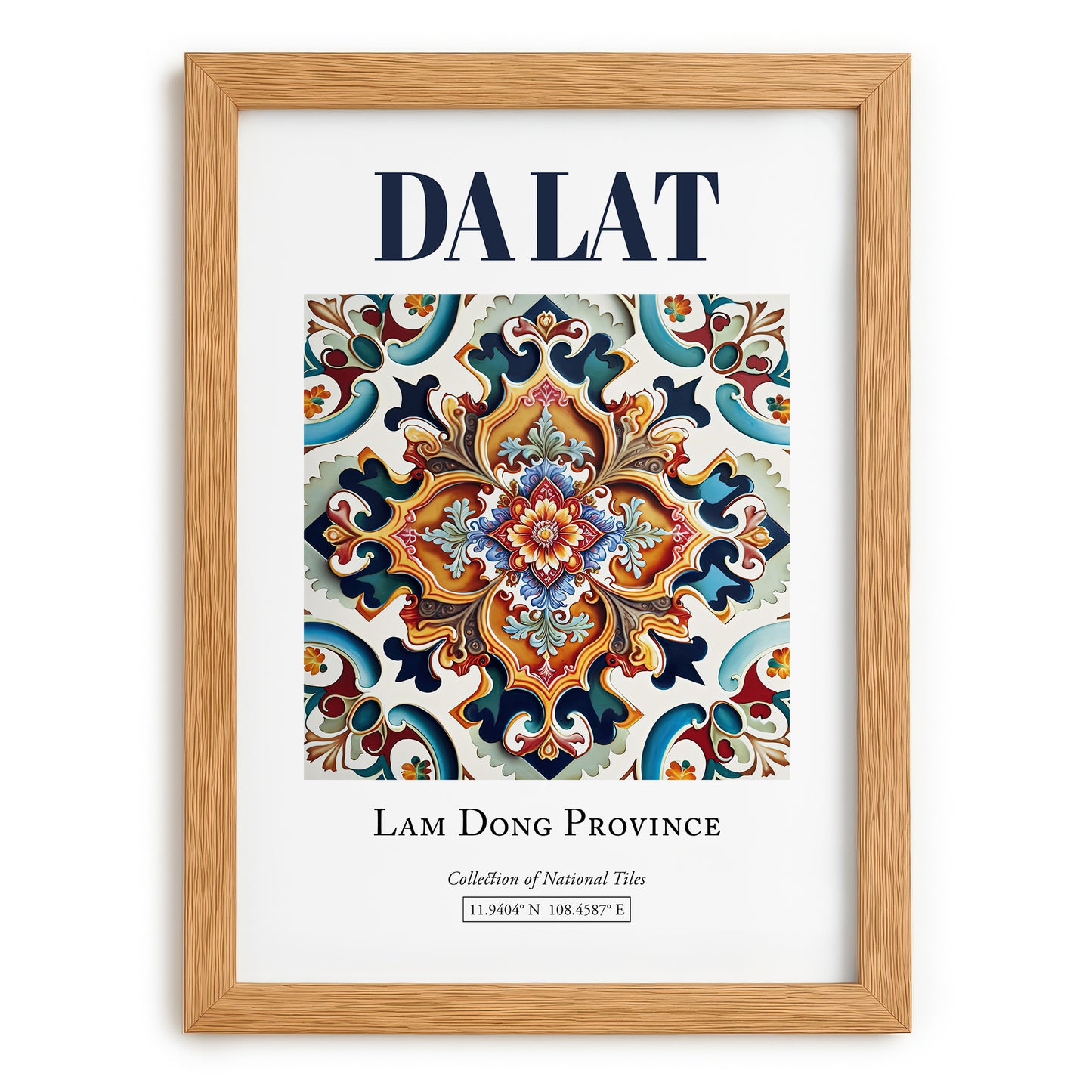 Da Lat, Vietnam – Country Culture Poster, set in oak frame