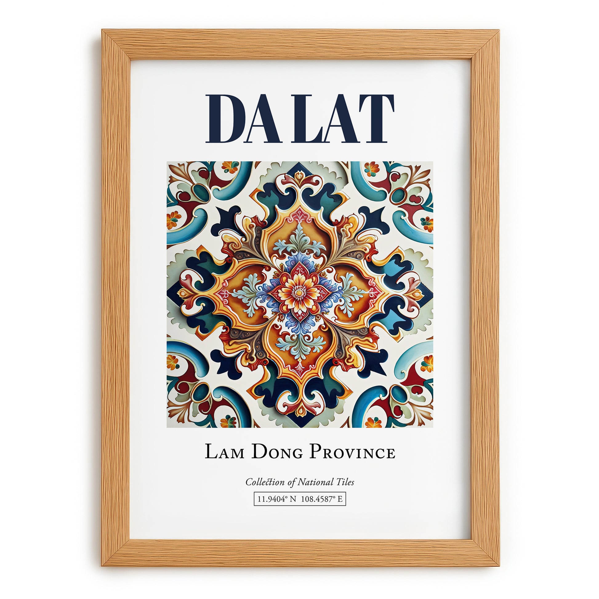 Da Lat, Vietnam – Country Culture Poster, set in oak frame