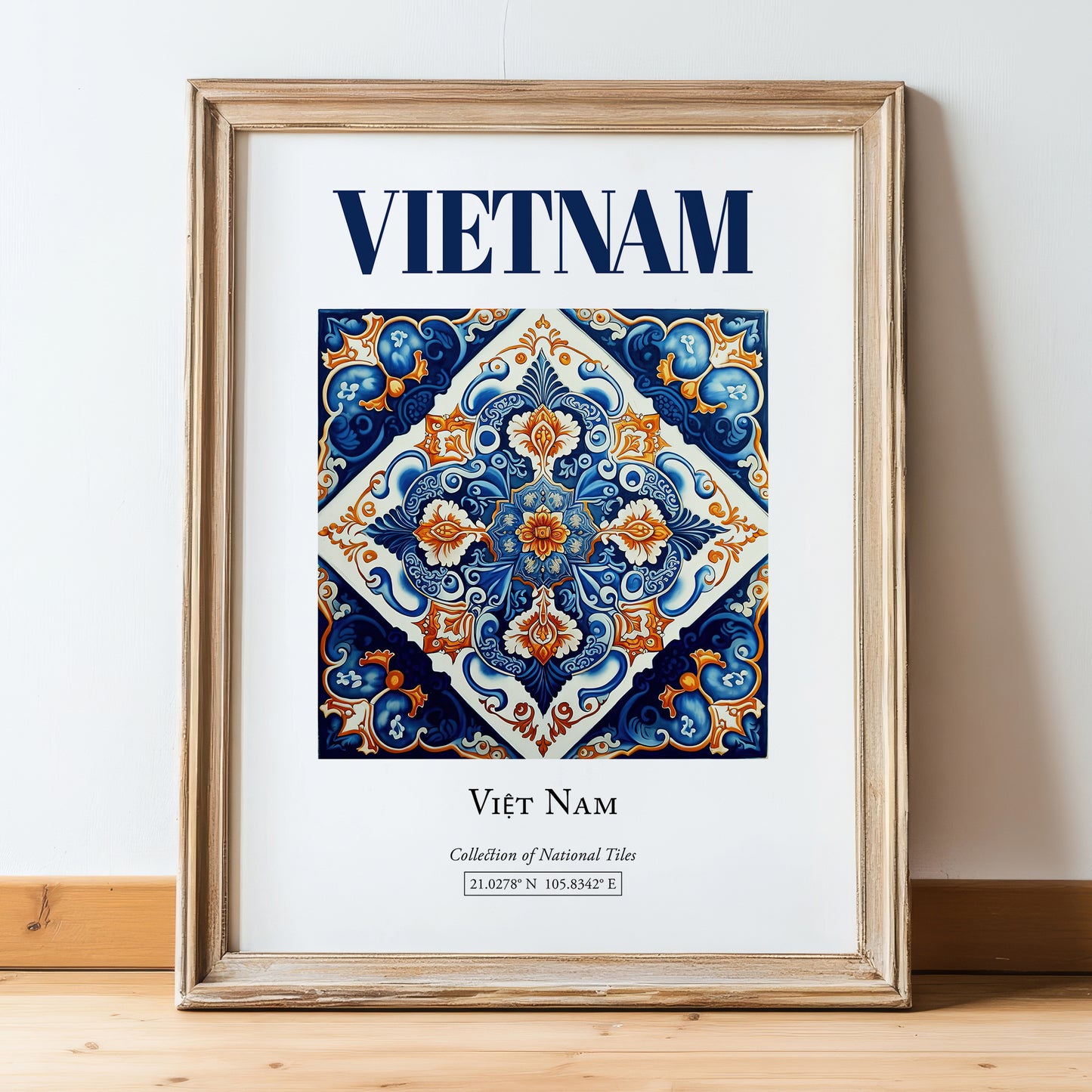 Vietnam, Vietnam – Travel Wall Decor, in wooden frame leaning on the floor