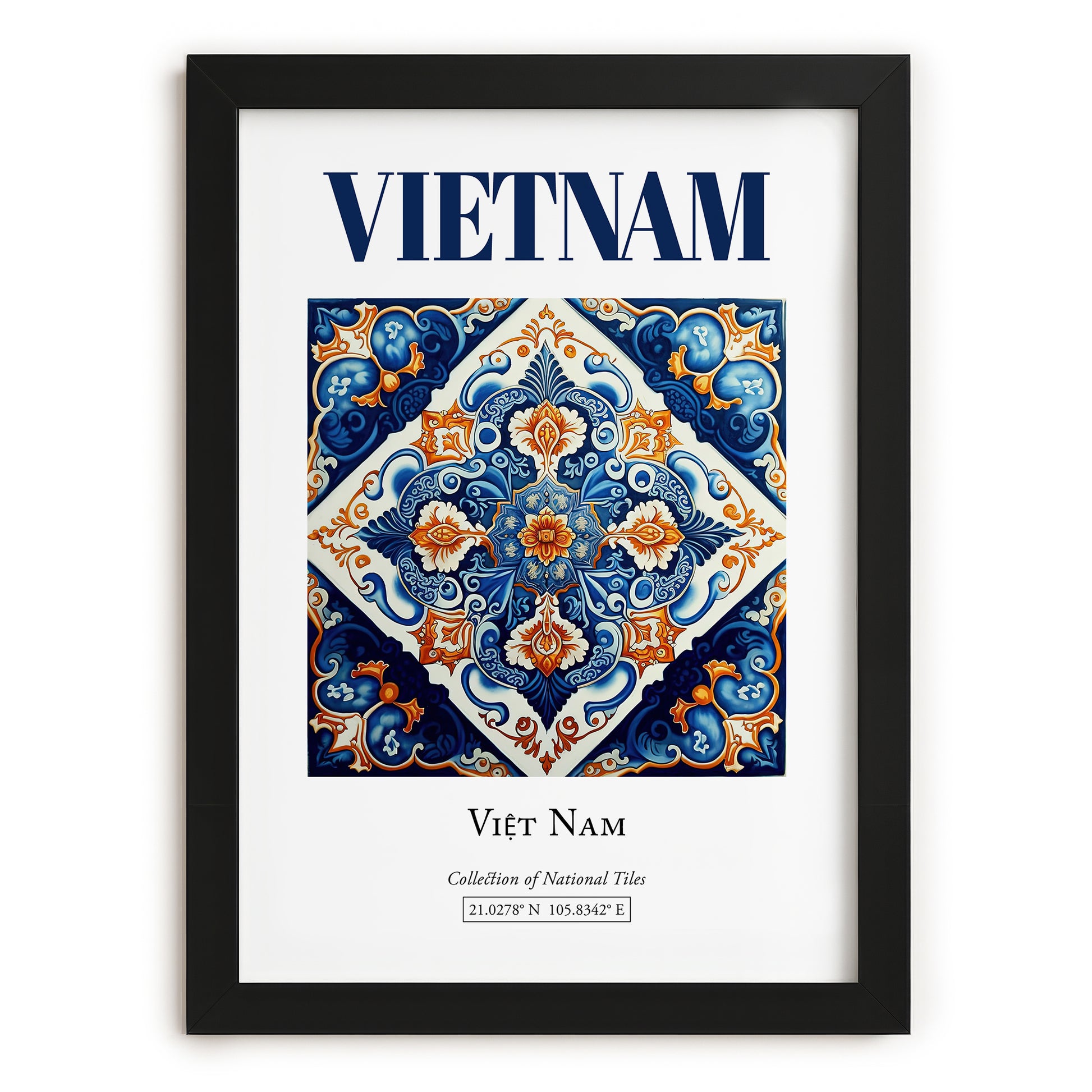 Vietnam, Vietnam – Travel Wall Decor, in sleek black frame