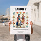 Cardiff, Wales – Travel Print, no-text version framed in wood