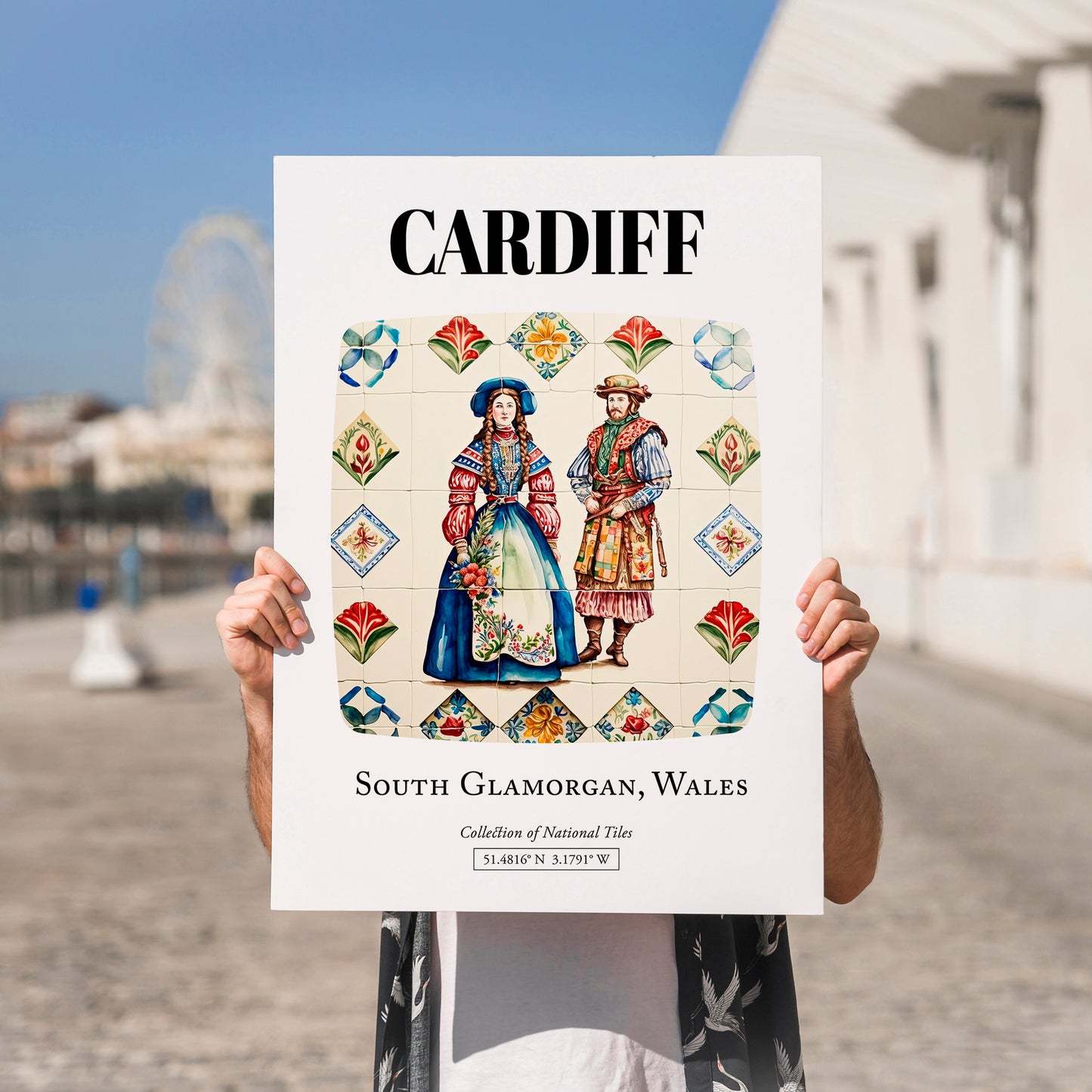 Cardiff, Wales – Travel Print, no-text version framed in wood