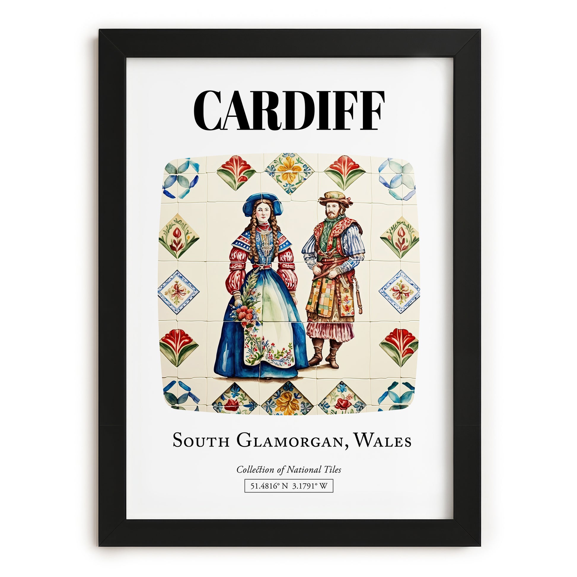 Cardiff, Wales – Travel Print, in sleek black frame