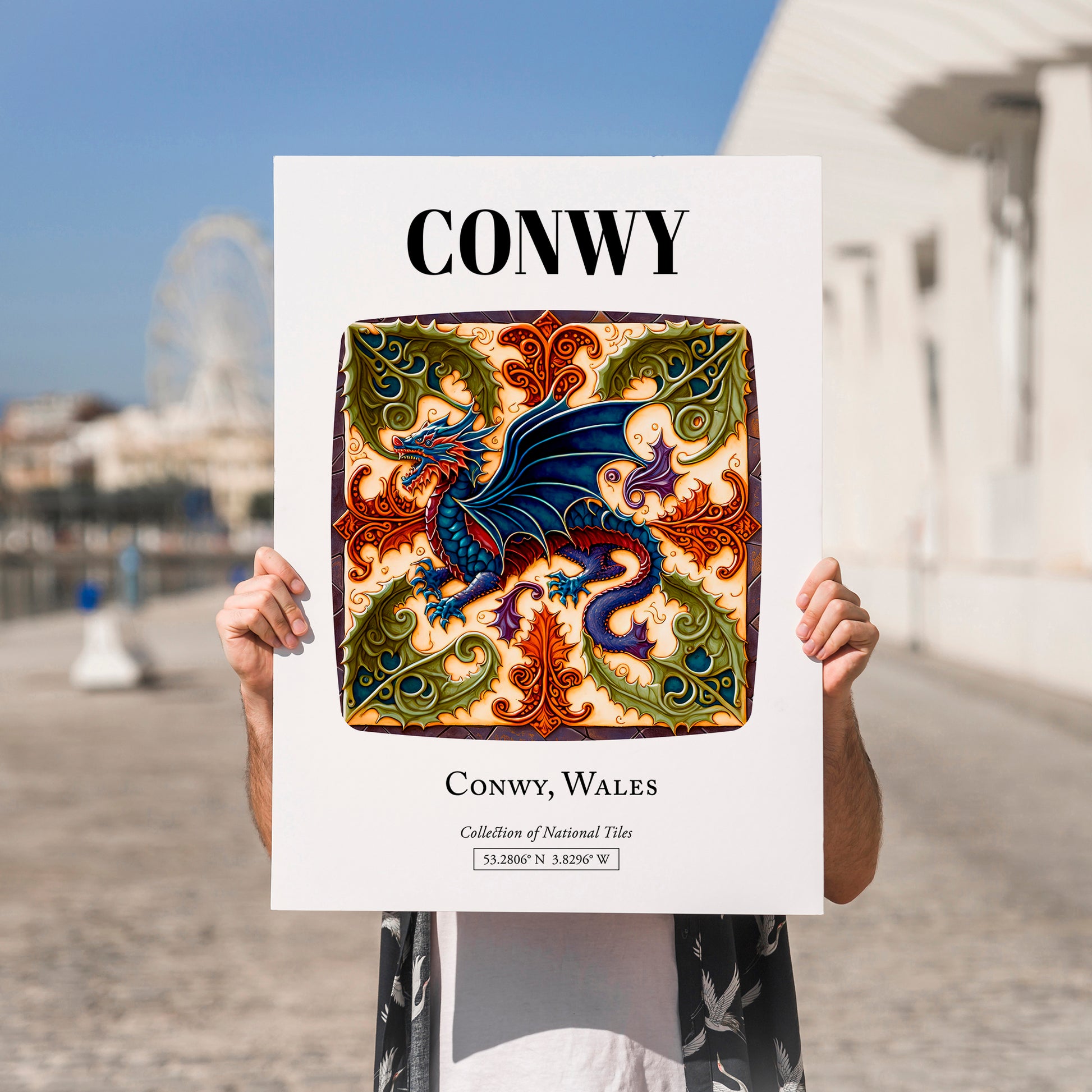 Conwy, Wales – Travel Poster, no-text version framed in wood