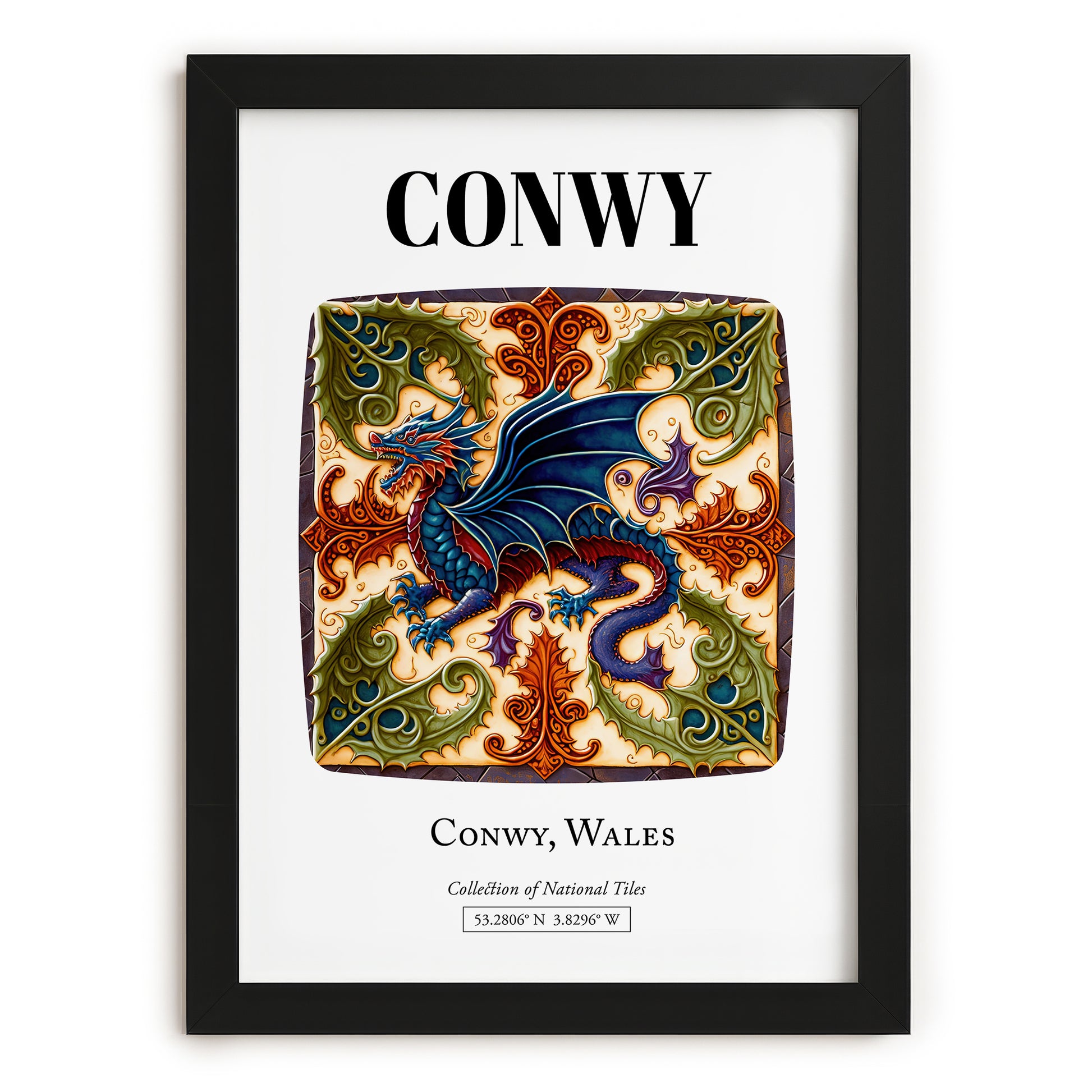 Conwy, Wales – Travel Poster, in sleek black frame