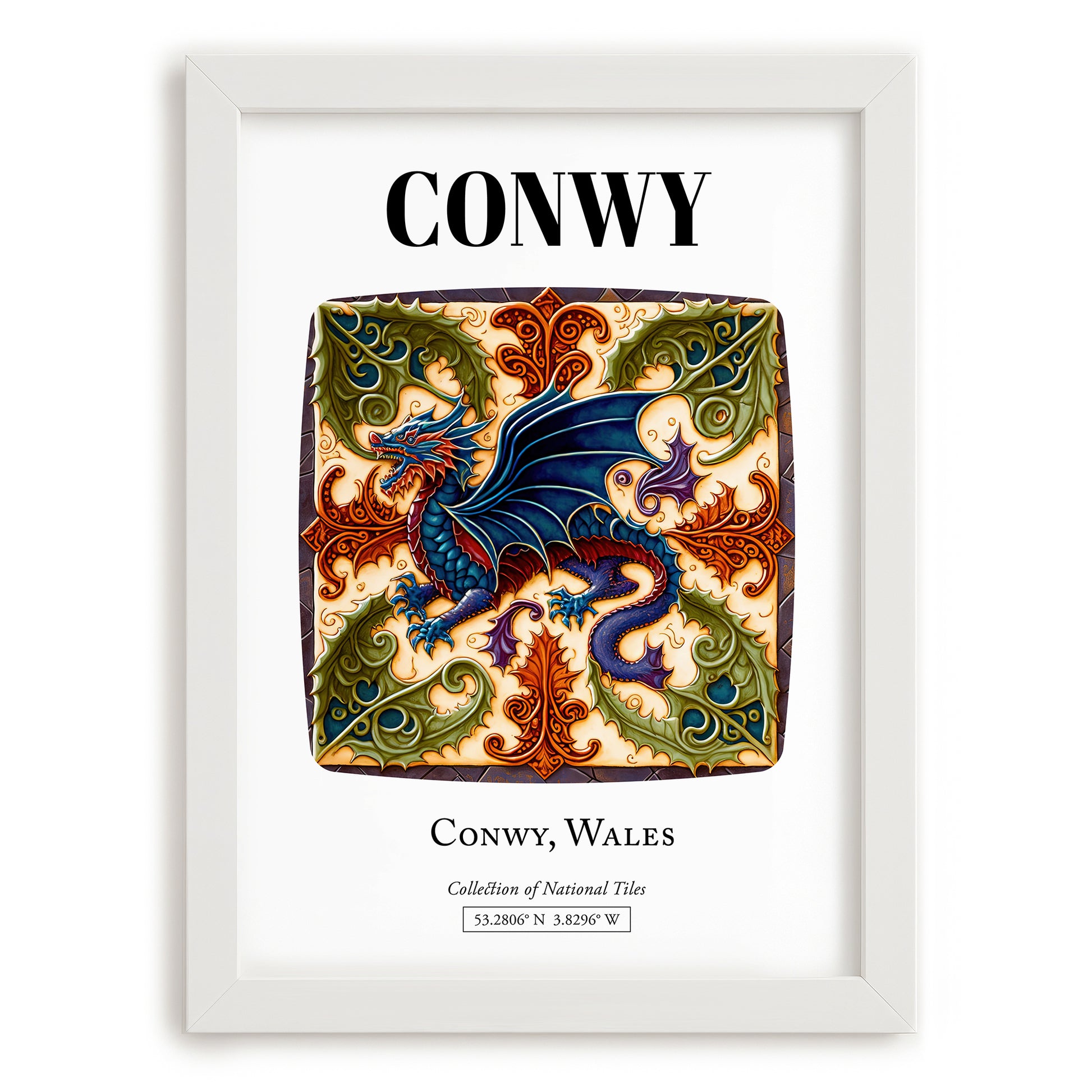 Conwy, Wales – Travel Poster, placed in minimal white frame