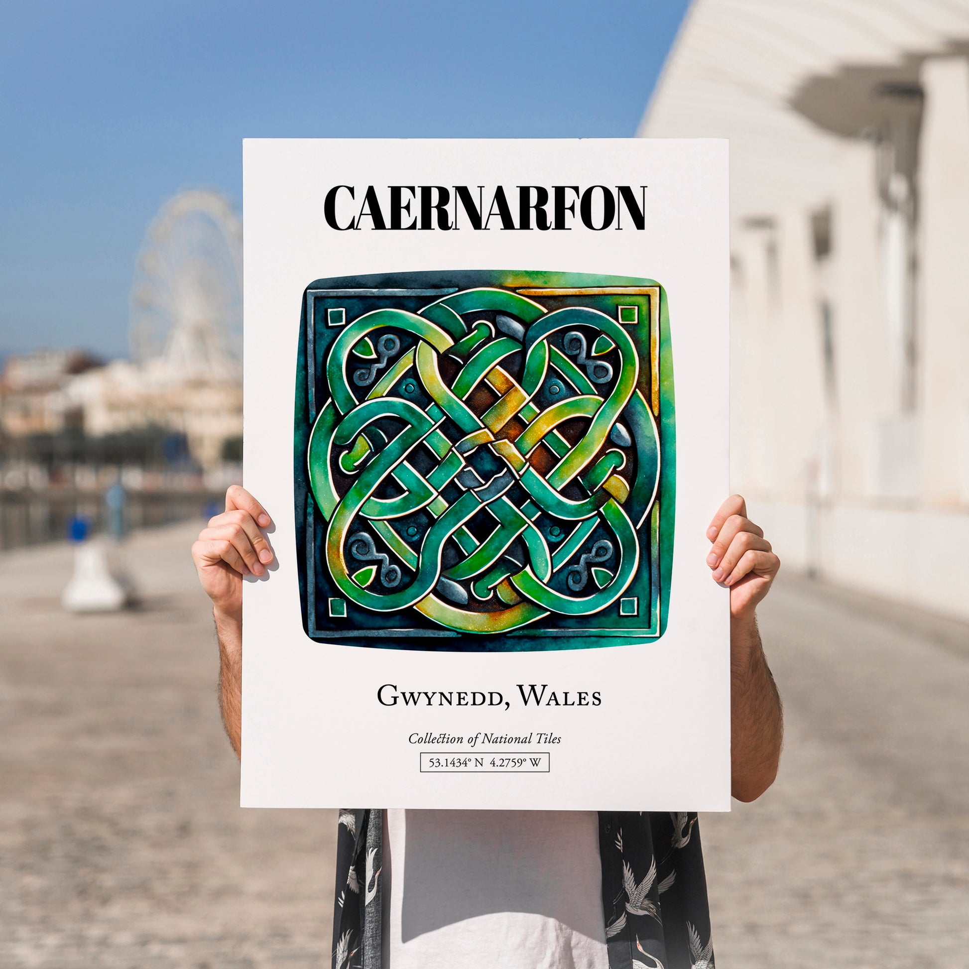 Caernarfon, Wales – Travel Poster, no-text version framed in wood