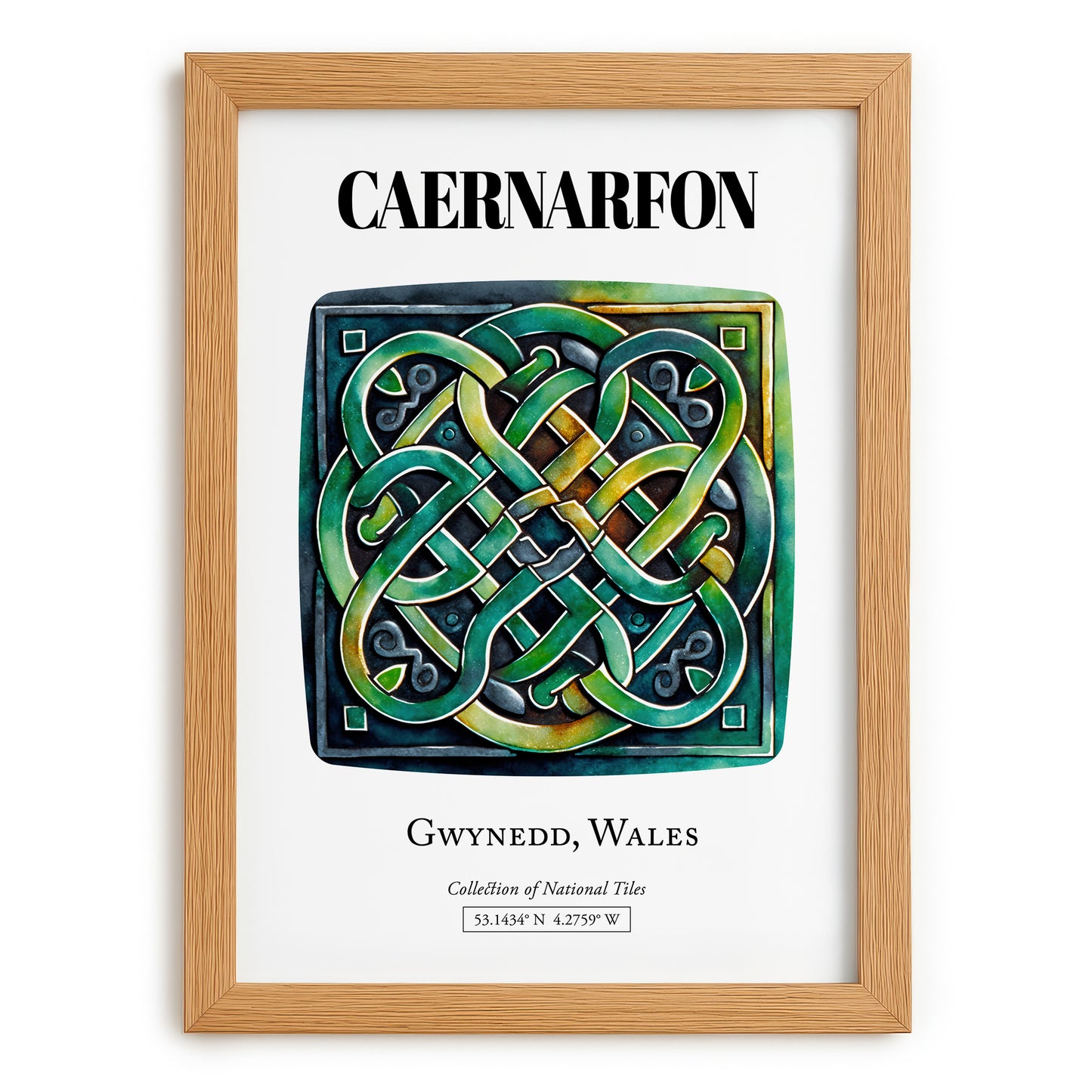 Caernarfon, Wales – Travel Poster, set in oak frame