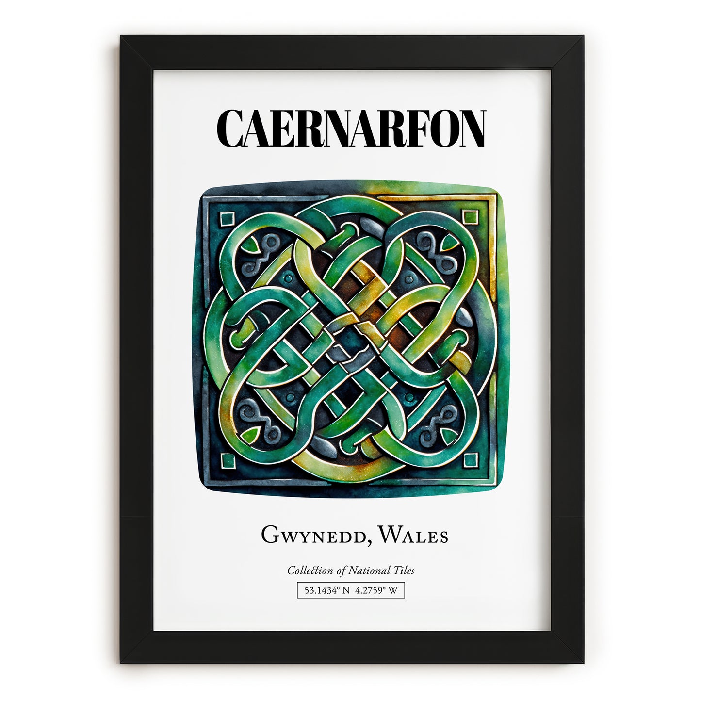 Caernarfon, Wales – Travel Poster, in sleek black frame