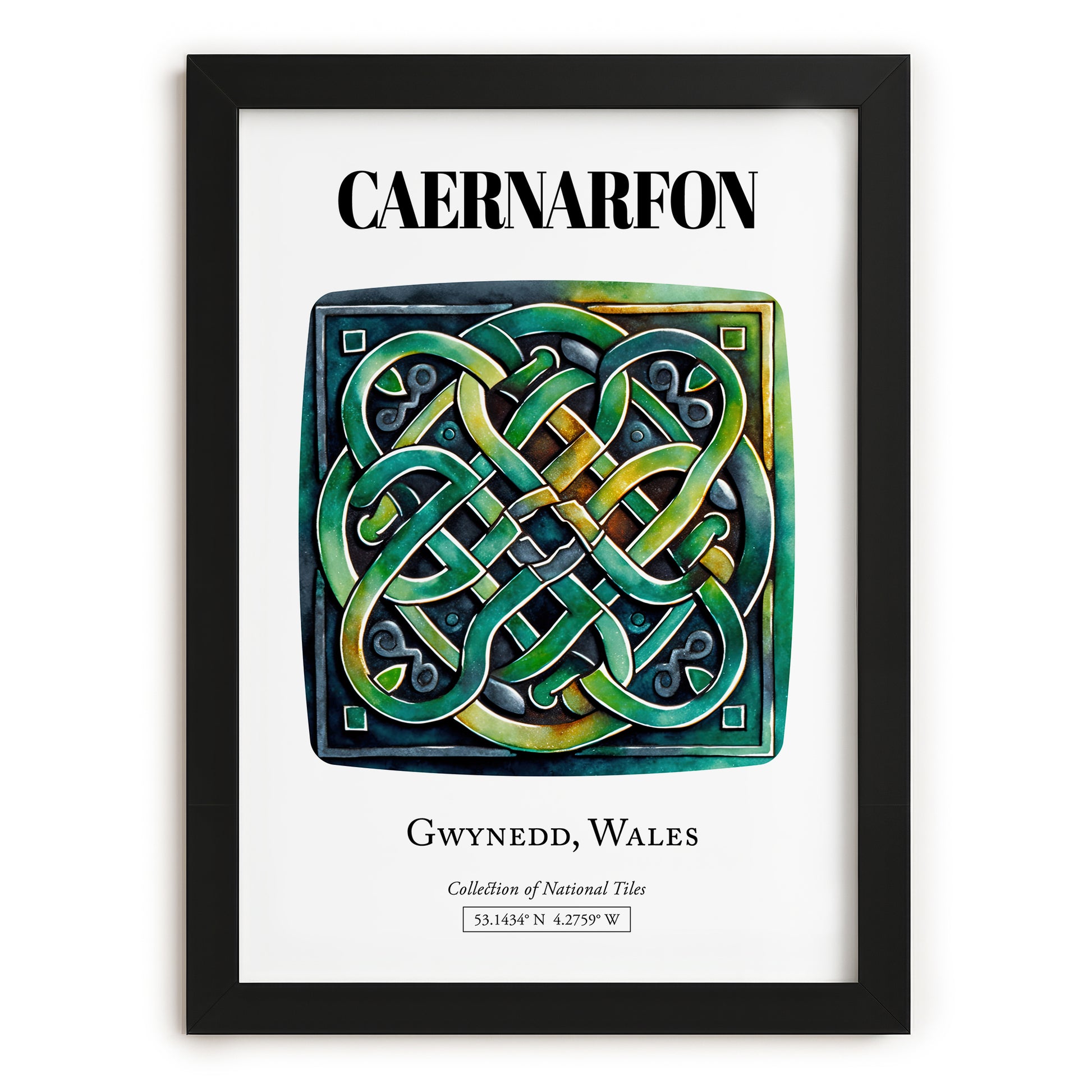 Caernarfon, Wales – Travel Poster, in sleek black frame