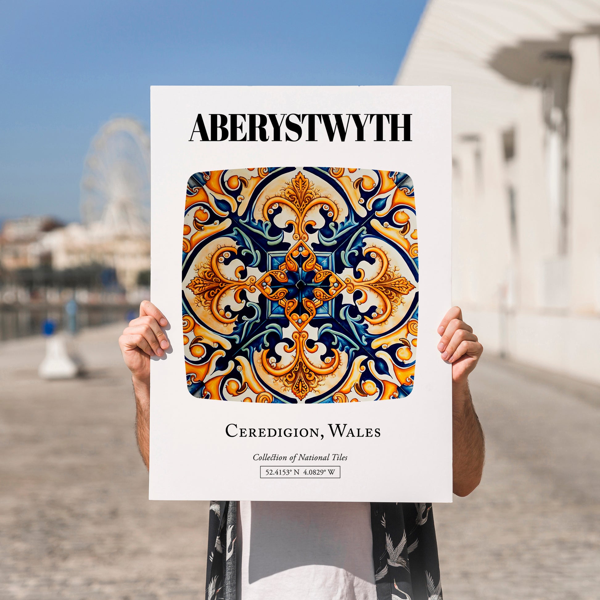 Aberystwyth, Wales – Travel Poster, no-text version framed in wood