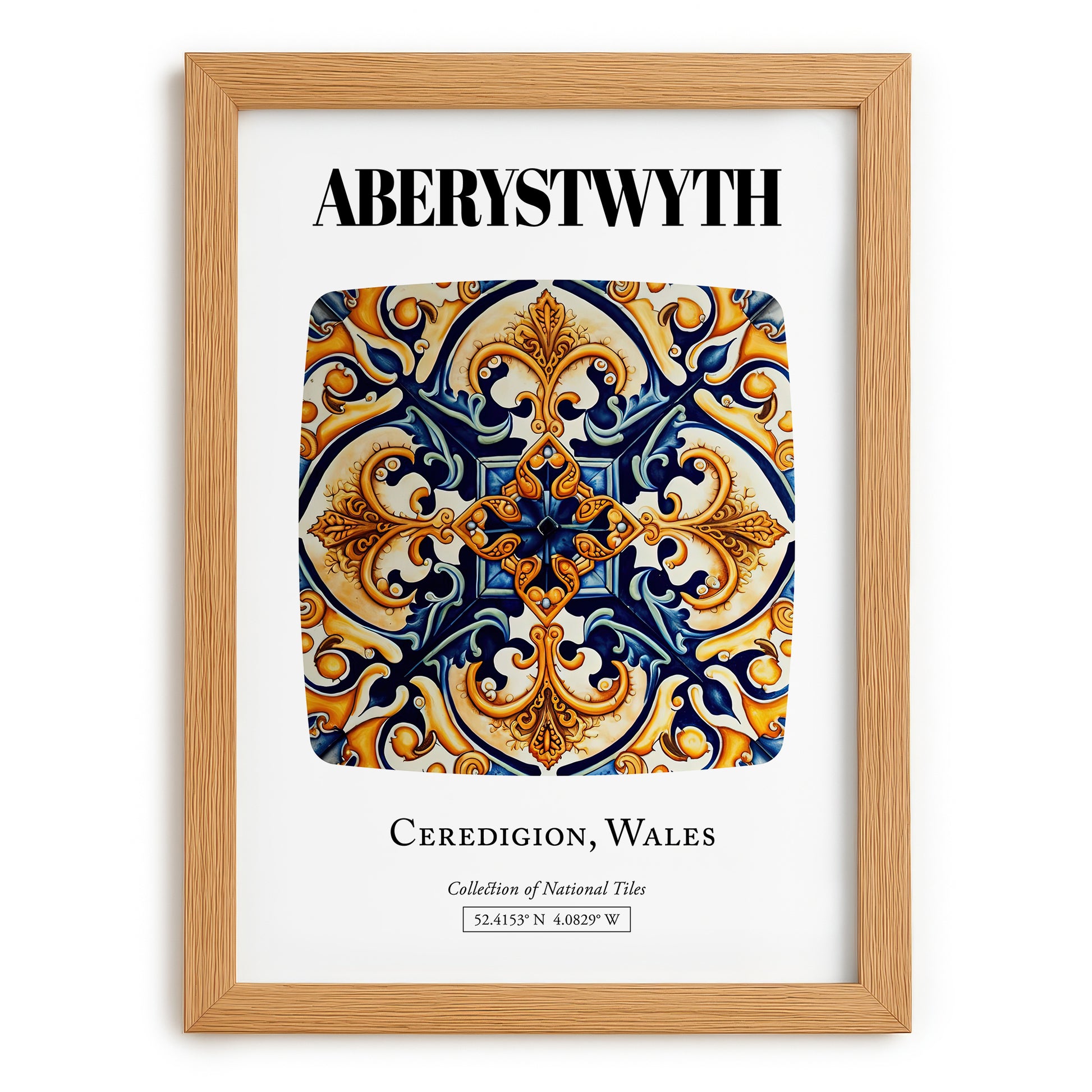 Aberystwyth, Wales – Travel Poster, set in oak frame