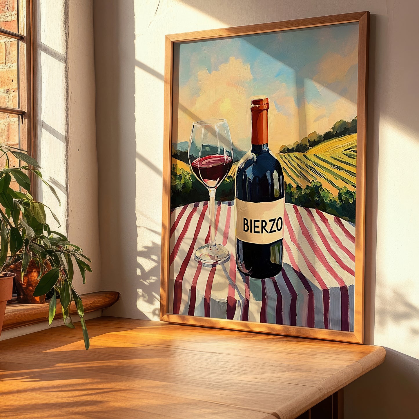 Bierzo – Spanish Red Wine, Vineyard Terrace Poster, clean layout with no caption