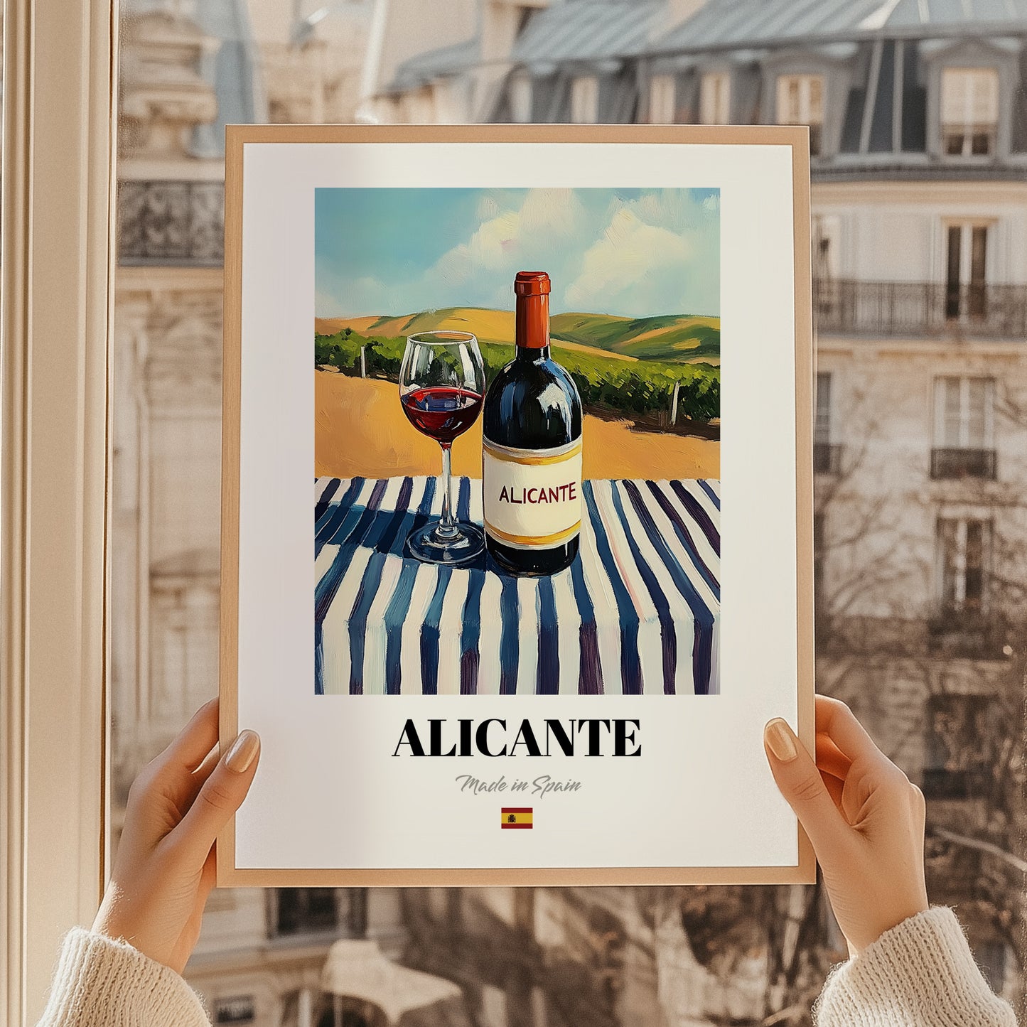 Alicante – Spanish Red Wine, Bodega Poster, styled in a charming Paris street view