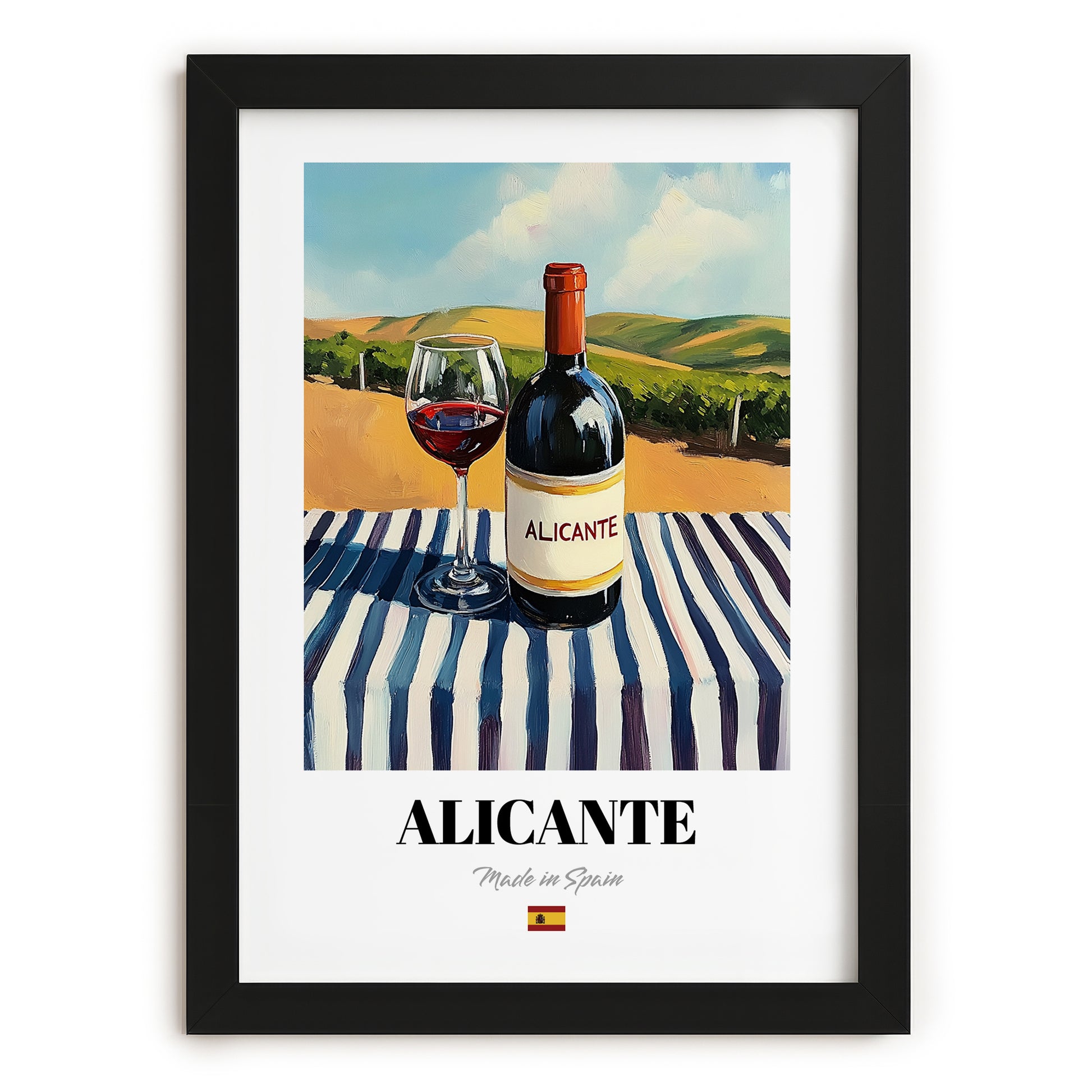 Alicante – Spanish Red Wine, Bodega Poster, in sleek black frame