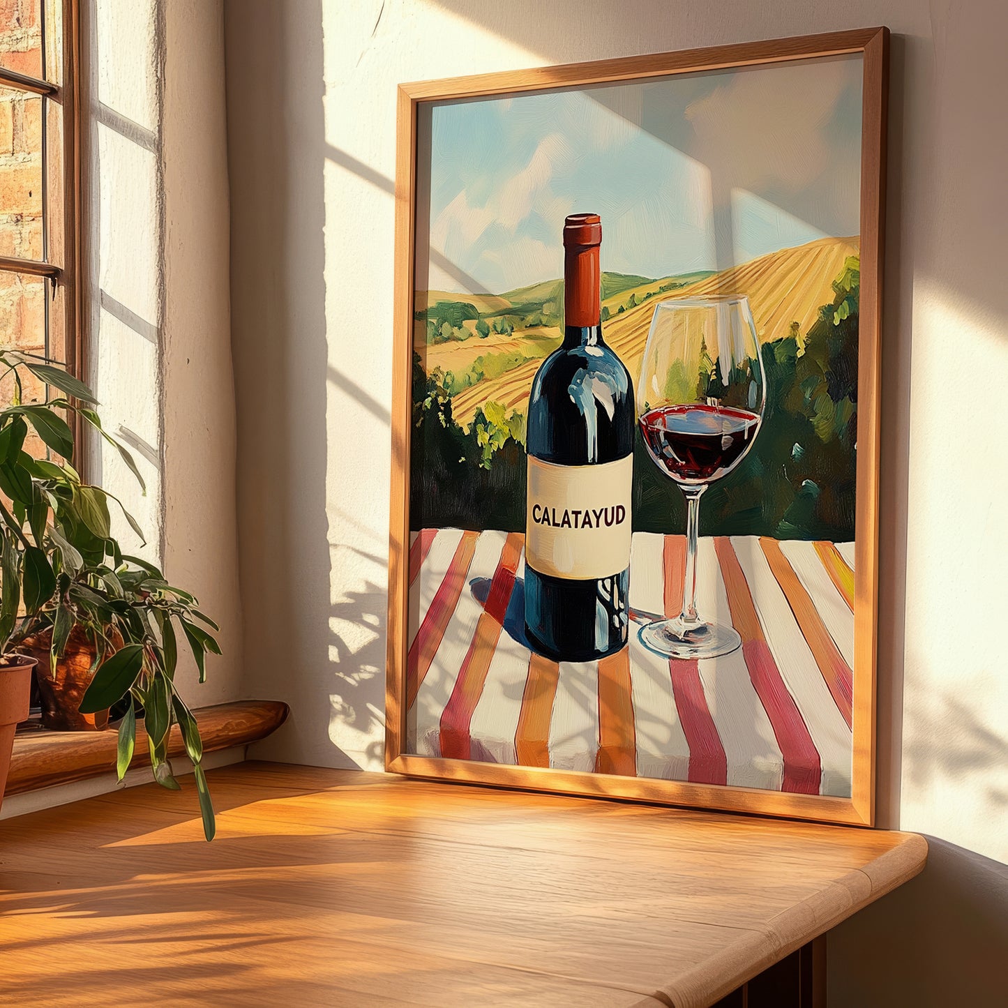 Calatayud – Spanish Red Wine, Vineyard Terrace Poster, clean layout with no caption