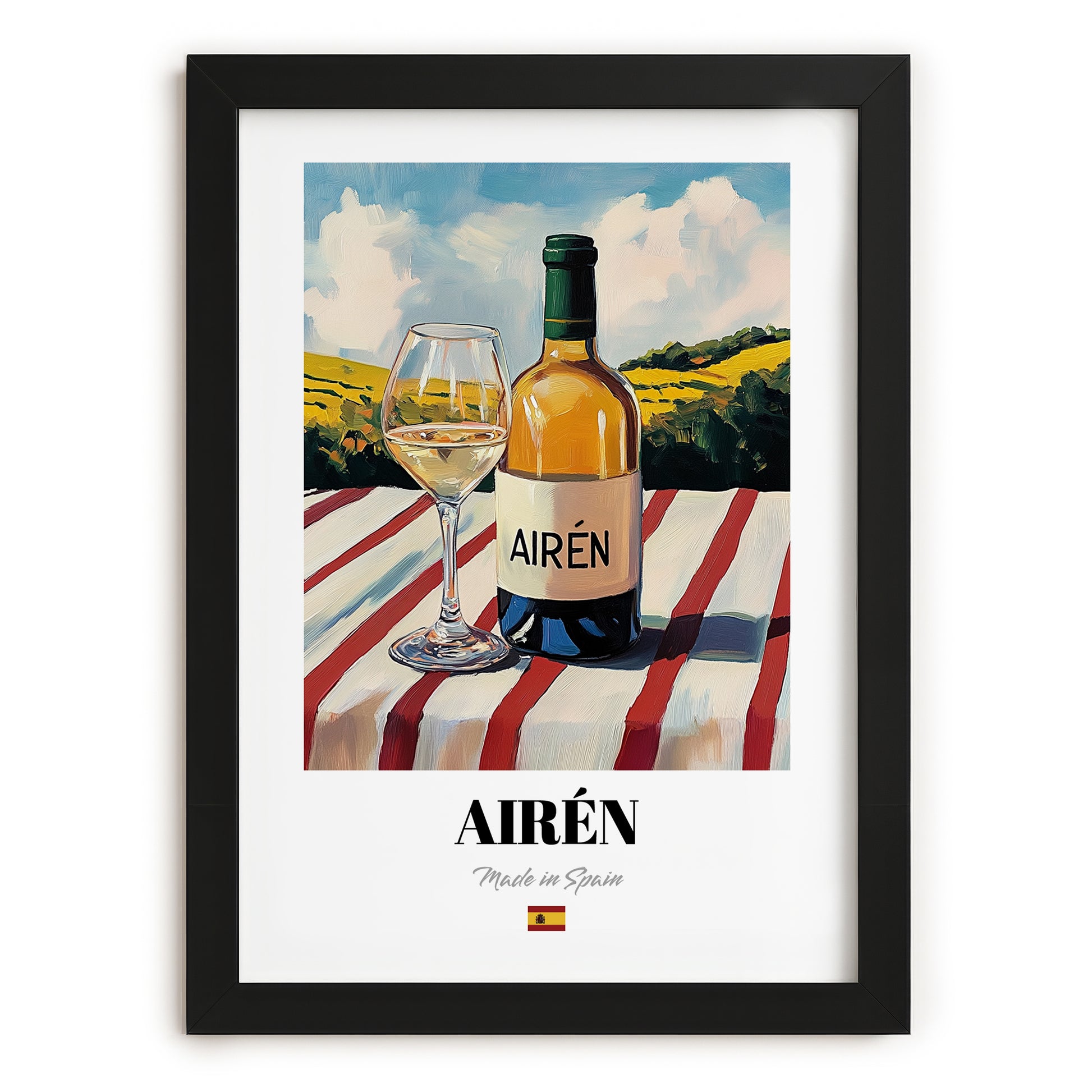 Airén – Spanish White Wine, Enoteca Wall Art, in sleek black frame