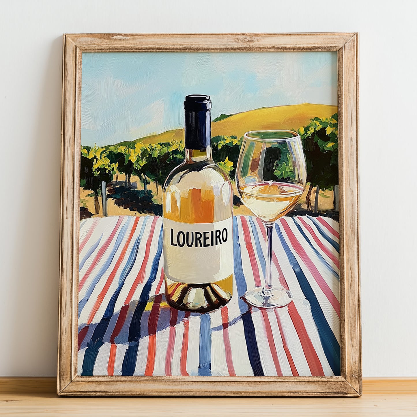 Loureiro – Spanish White Wine, Vinoteca Art, no-text version framed in wood