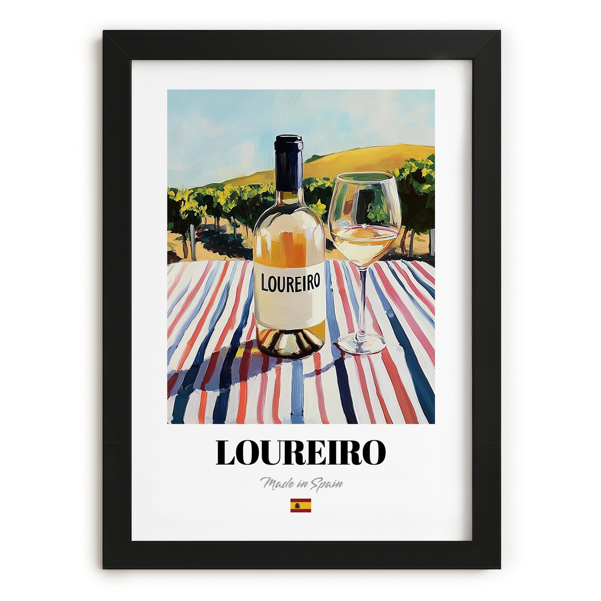 Loureiro – Spanish White Wine, Vinoteca Art, in sleek black frame